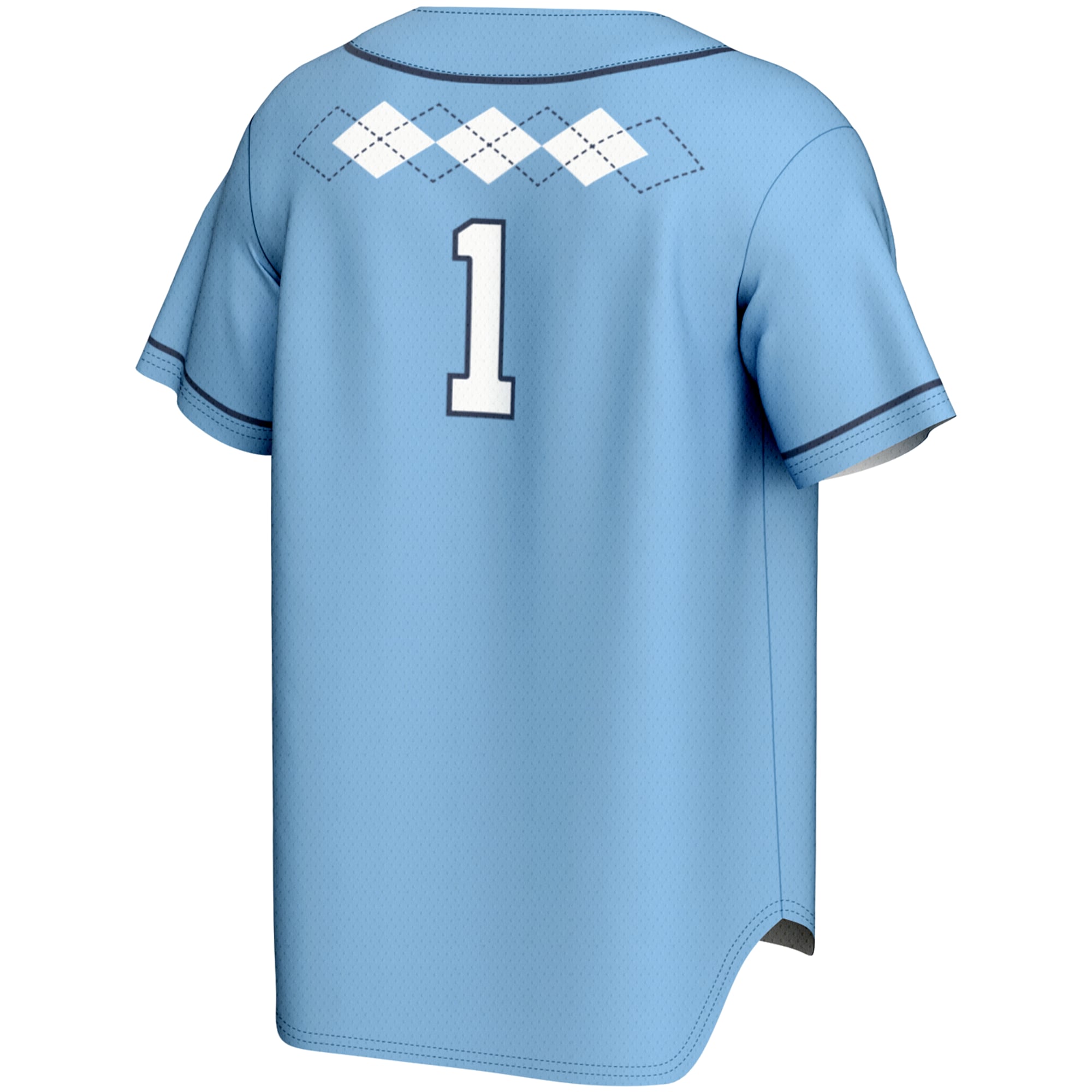 #1 North Carolina Tar Heels Youth Lightweight Softball Jersey Carolina Blue - back view