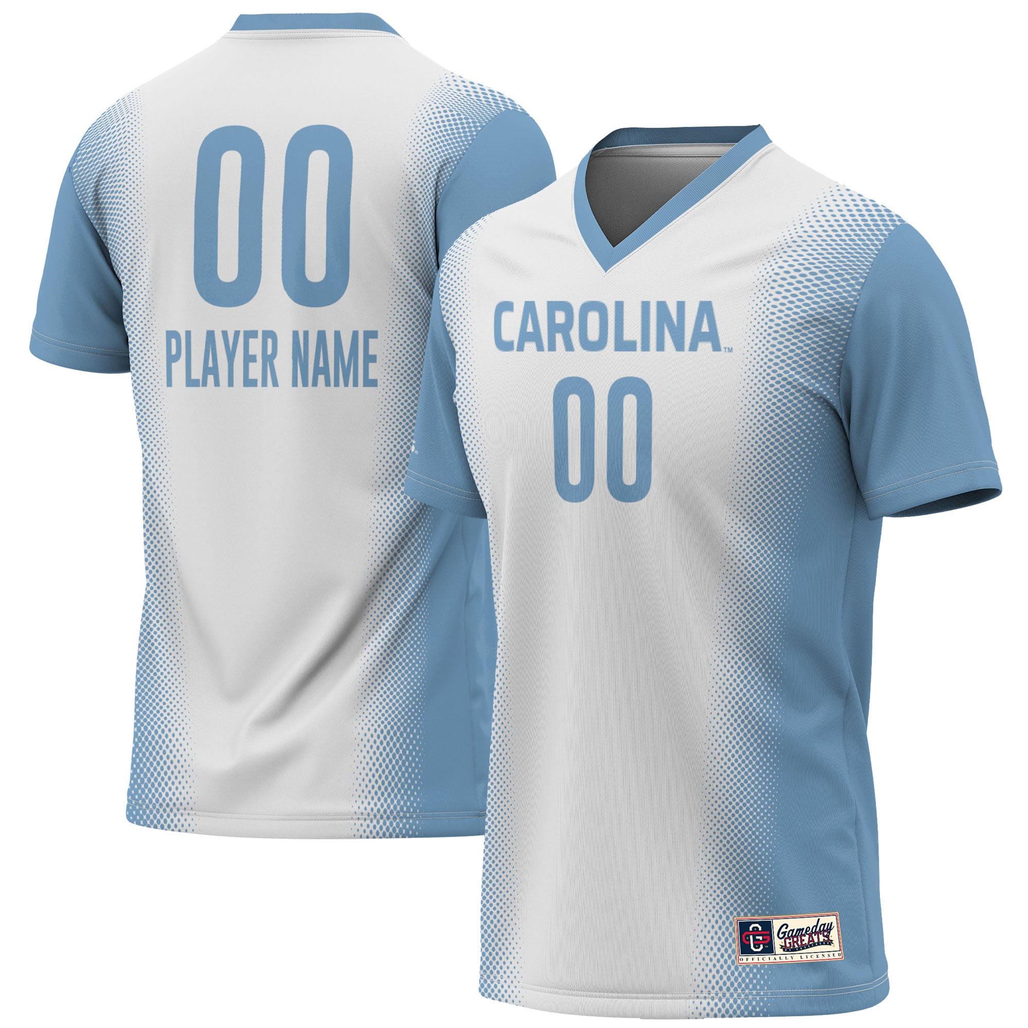 North Carolina Tar Heels Youth Lightweight Women's Soccer Jersey White - front and back view