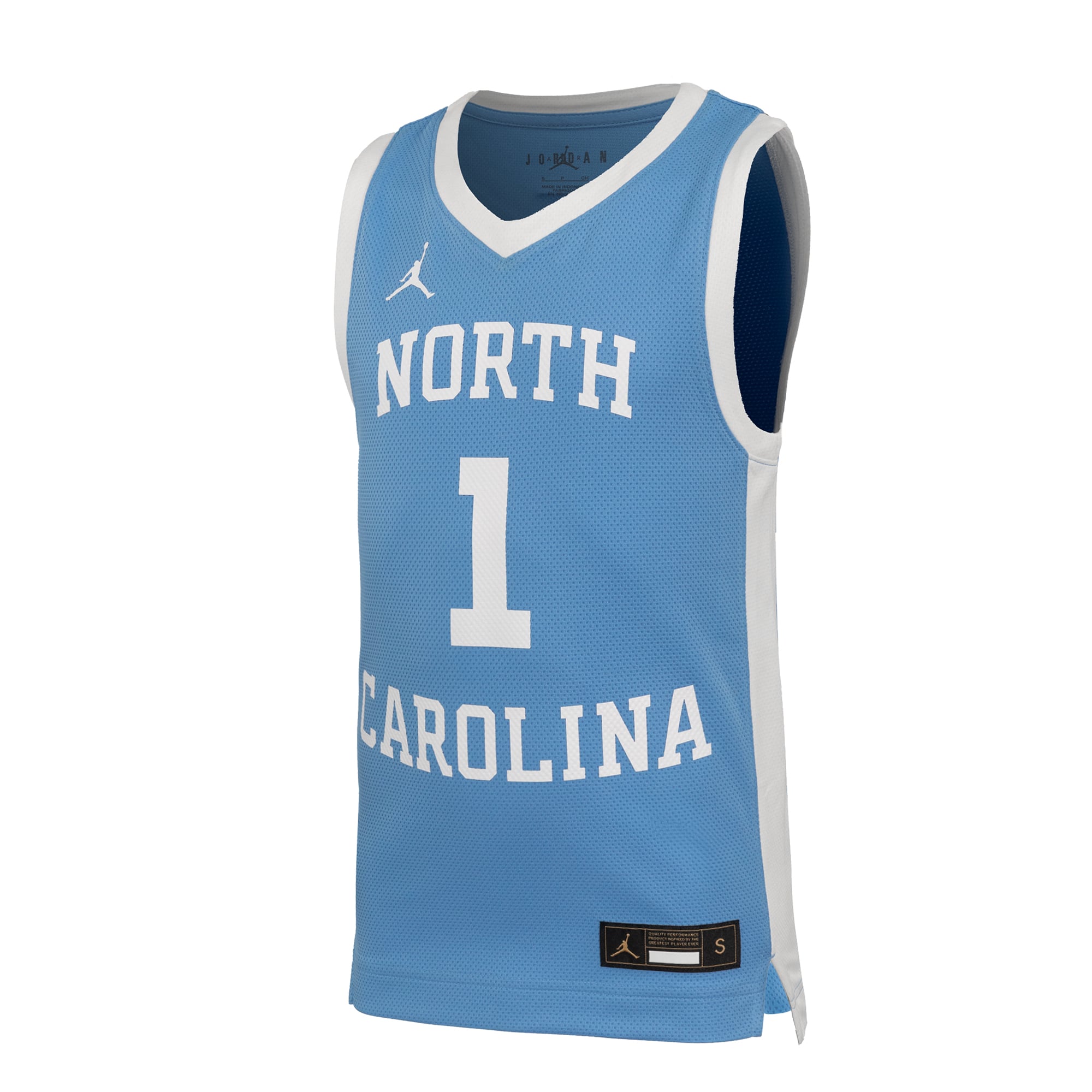#1 North Carolina Tar Heels Youth Retro Basketball Jersey Carolina Blue - front view