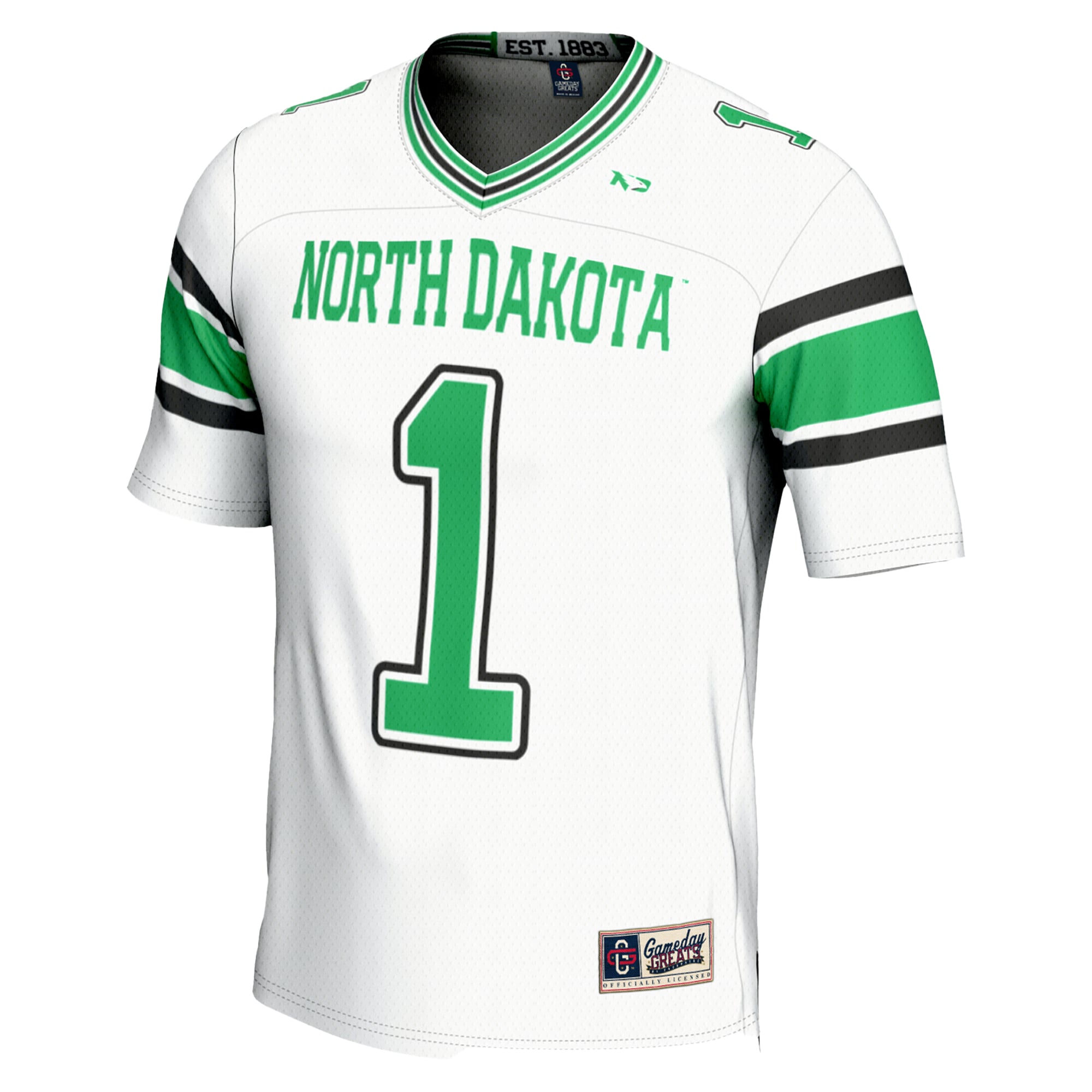 #1 North Dakota Endzone Football Jersey White - back view