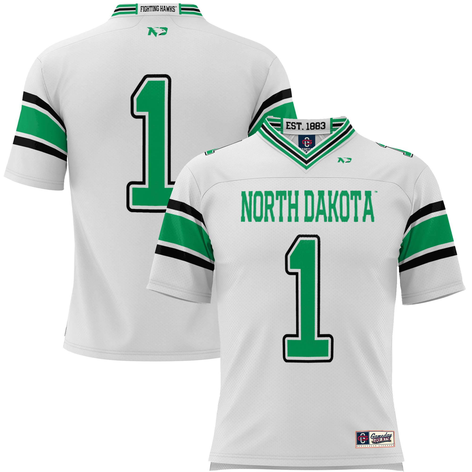 #1 North Dakota Endzone Football Jersey White - front view