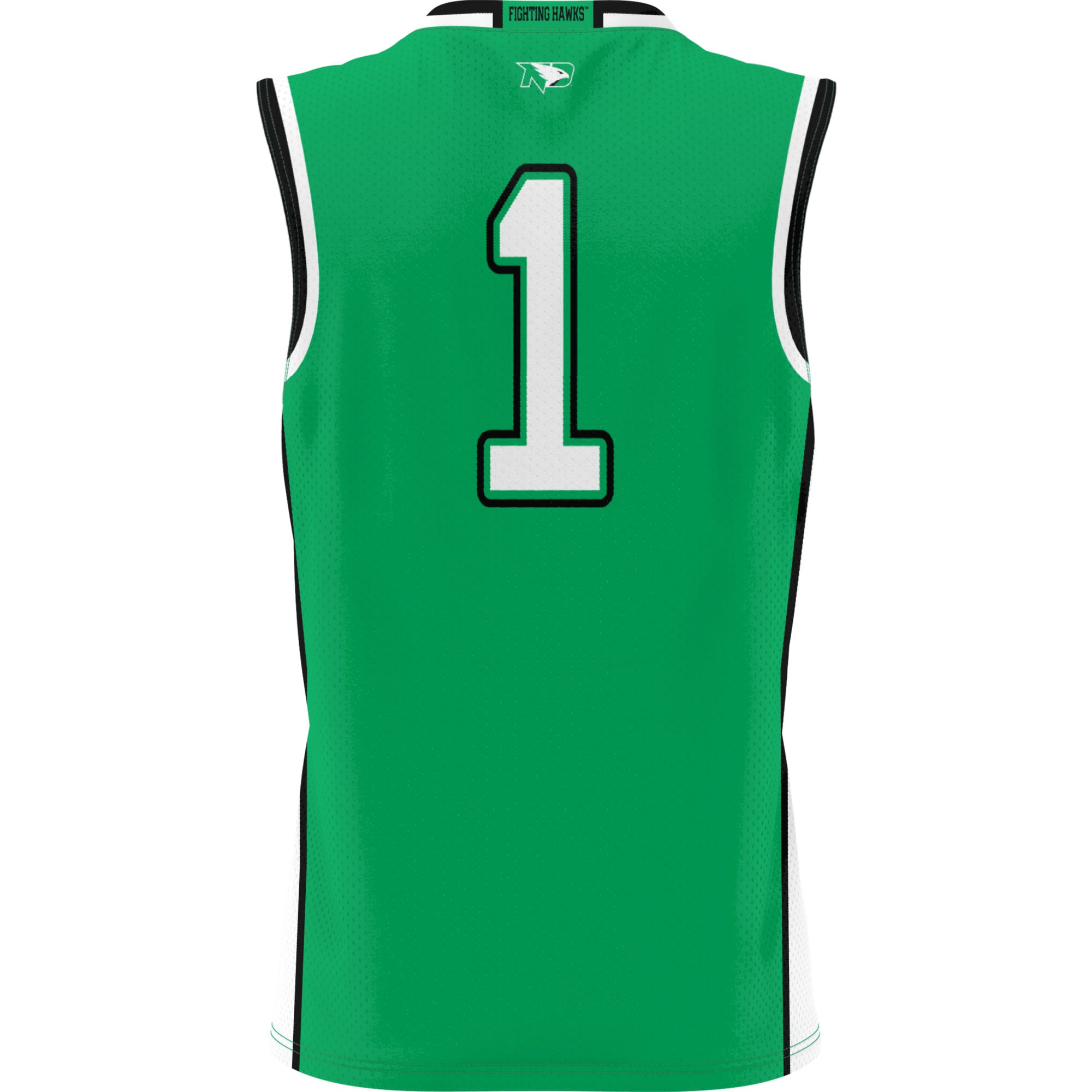 #1 North Dakota Youth Lightweight Basketball Jersey Green - back view