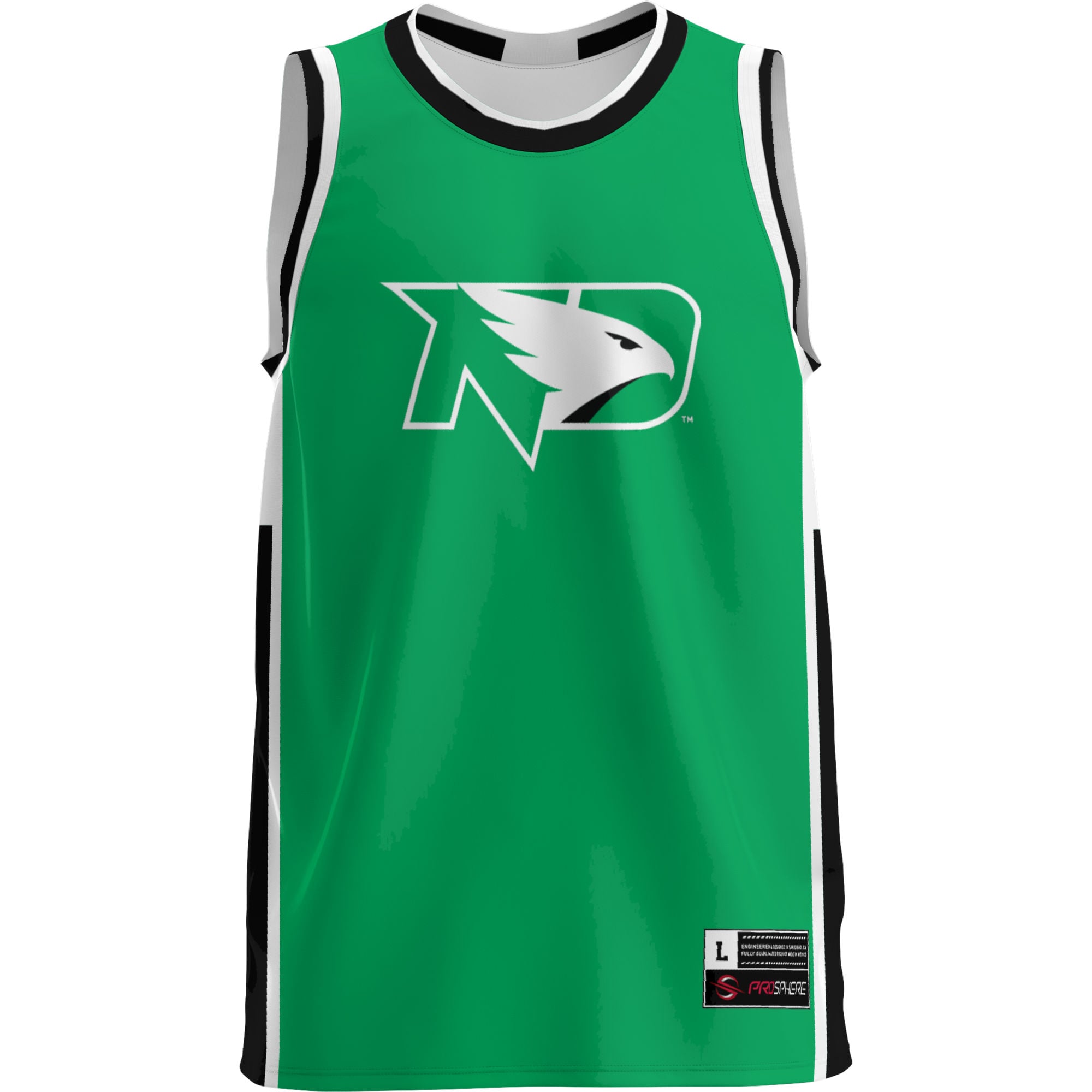 North Dakota Lightweight Basketball Jersey Green - front view