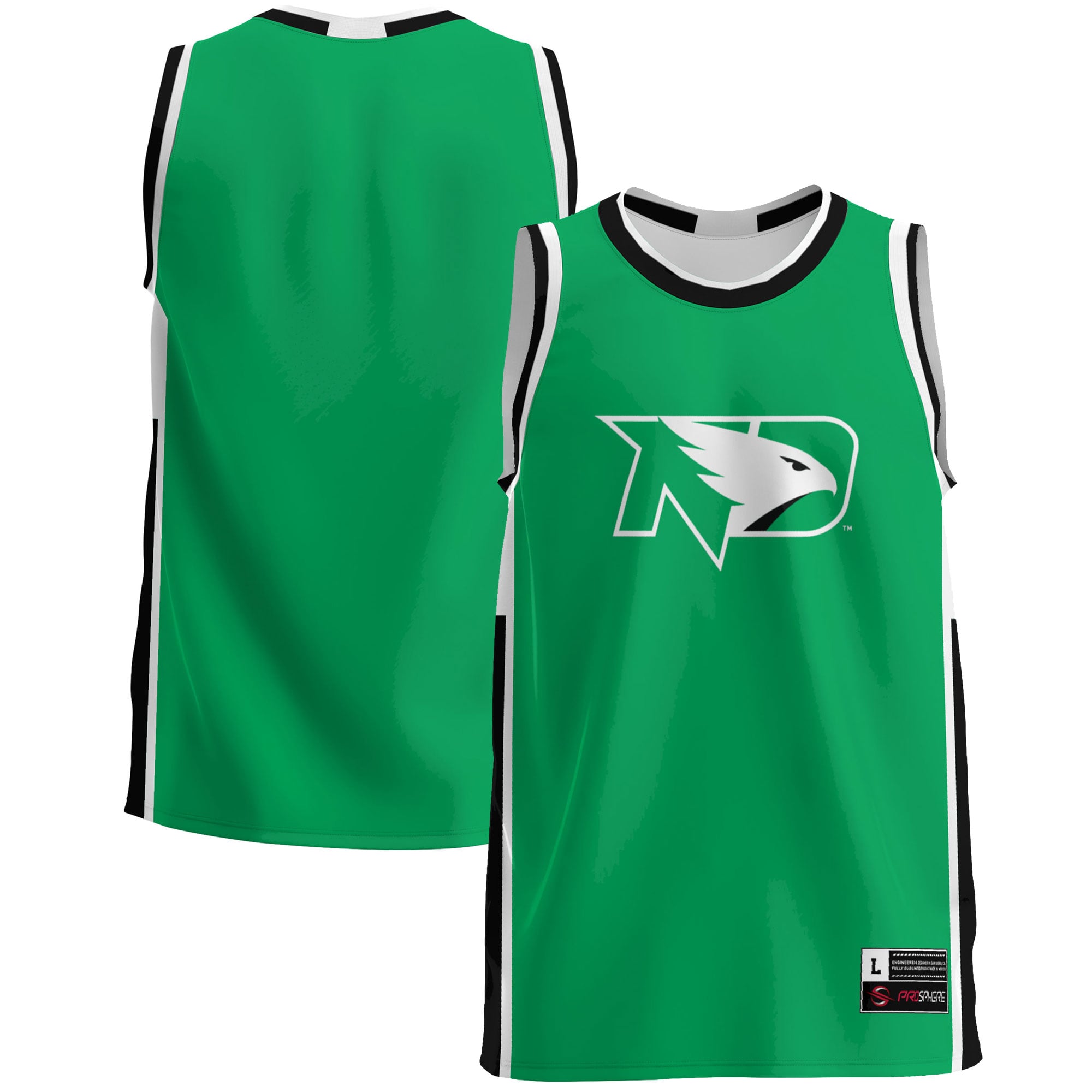 North Dakota Lightweight Basketball Jersey Green - front and back view