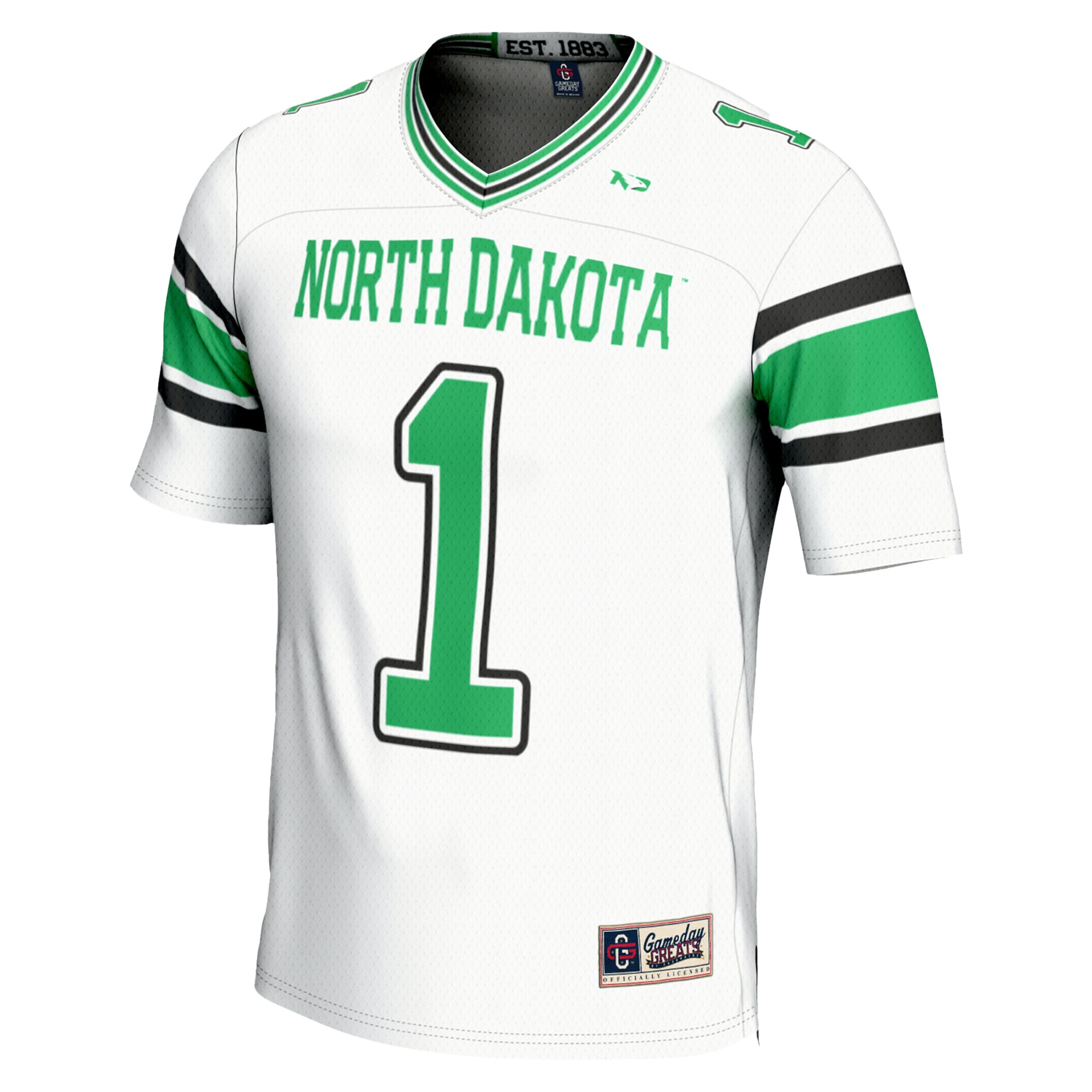 #1 North Dakota Youth Endzone Football Jersey White - back view