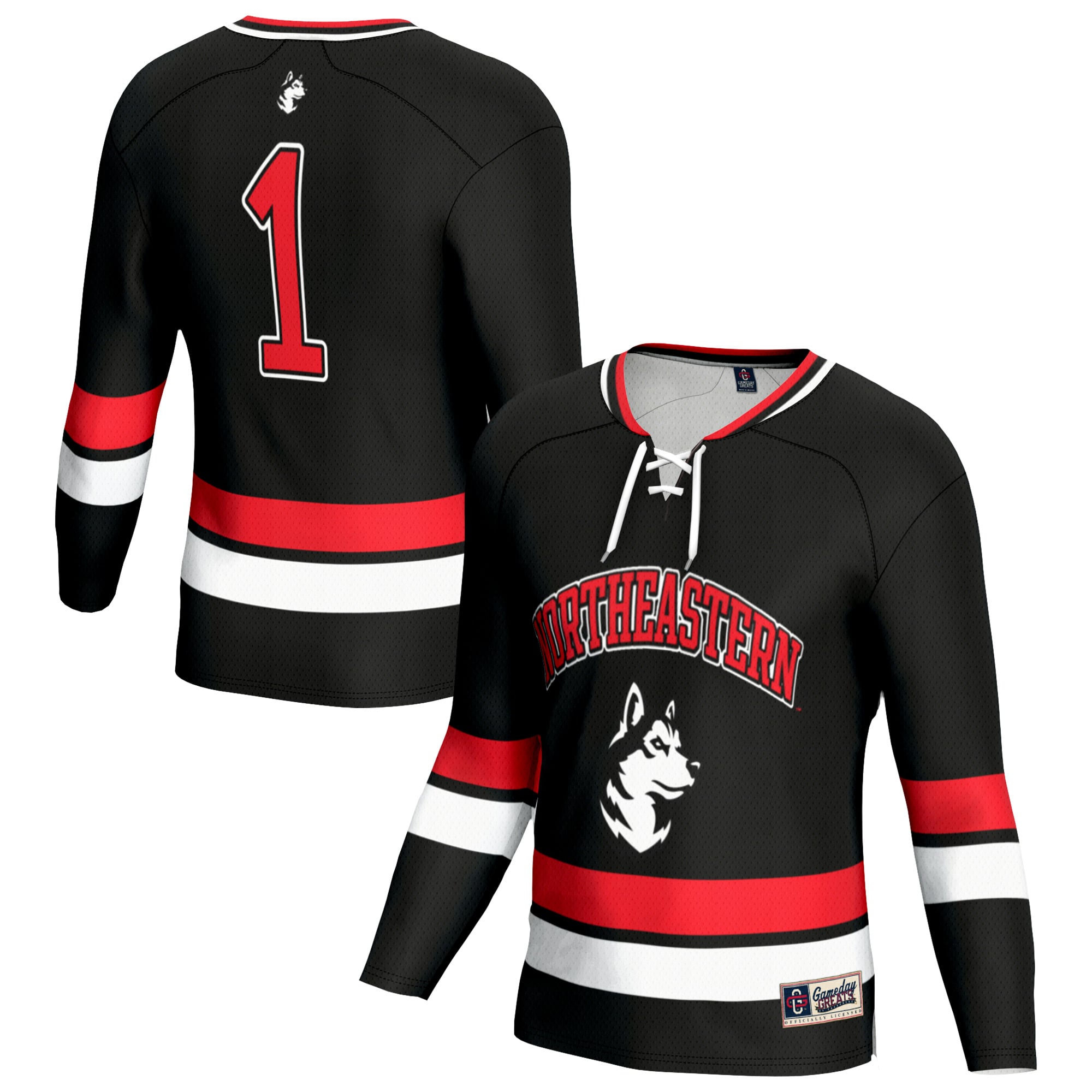 Northeastern Huskies Youth Lightweight Women's Hockey Team Fashion Jersey - front and back view