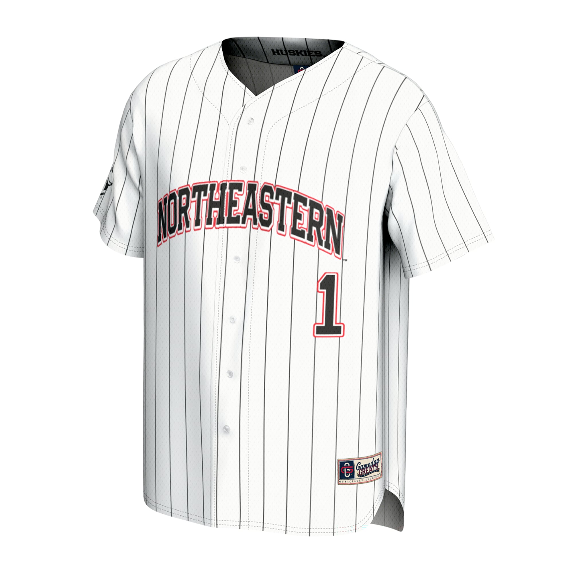Northeastern Huskies Youth Lightweight Collegiate Baseball Fashion Jersey White - front view