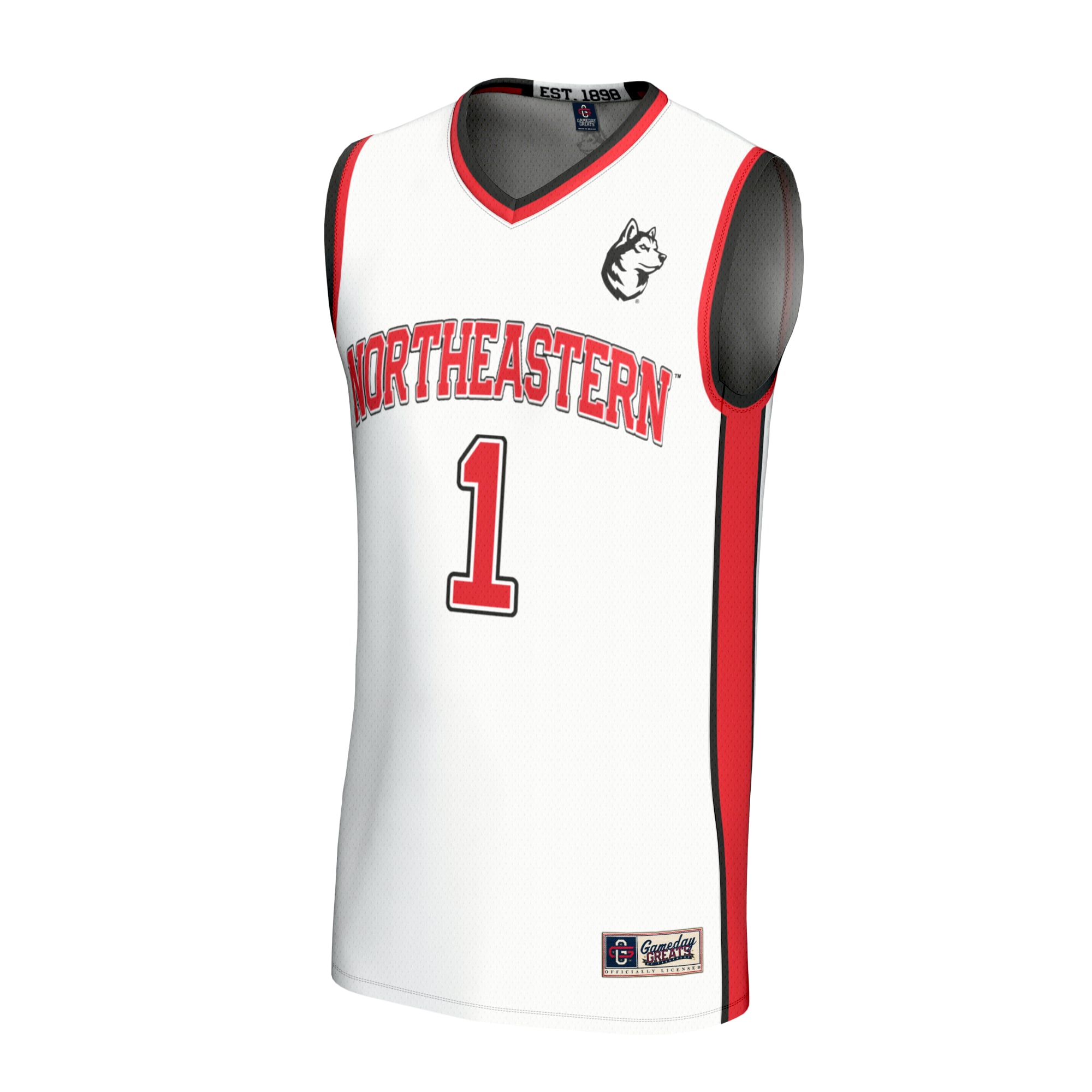 #1 Northeastern Huskies Youth Lightweight Collegiate Basketball Fashion Jersey White - front view