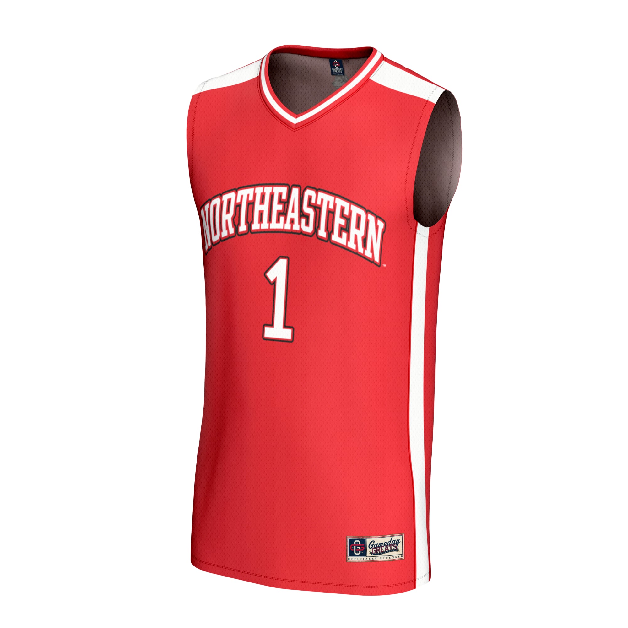 #1 Northeastern Huskies Youth Lightweight Collegiate Basketball Fashion Jersey Red - front view