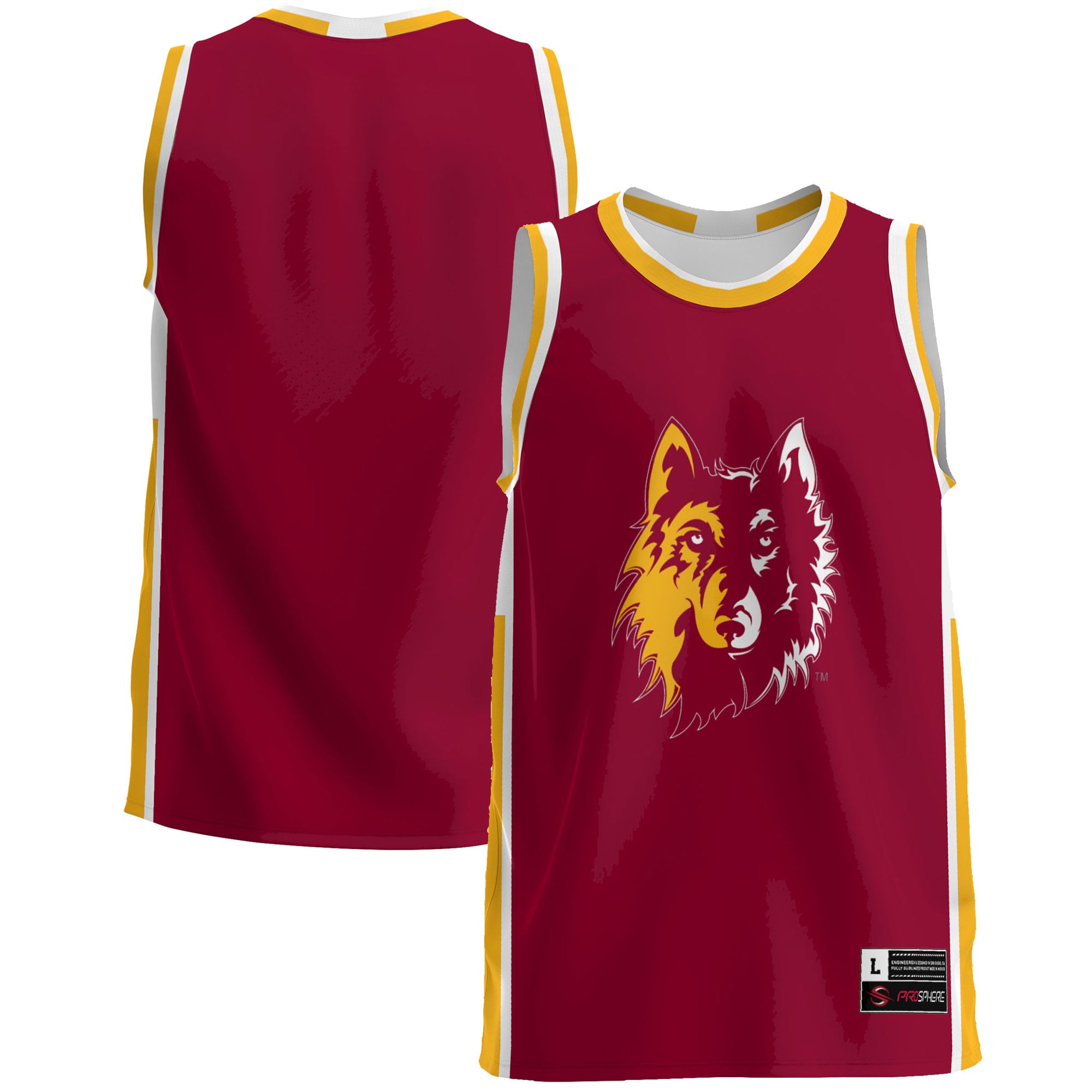 Northern State University Wolves Lightweight Basketball Jersey Maroon - front and back view
