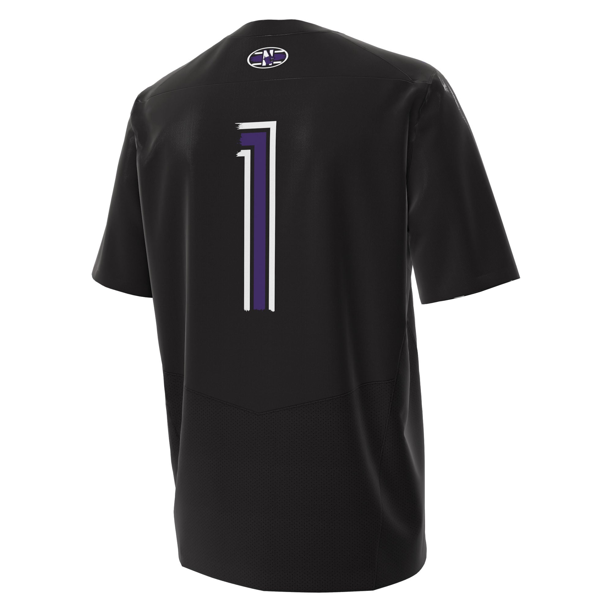 #1 Northwestern Wildcats Alternate Football Jersey Black - back view