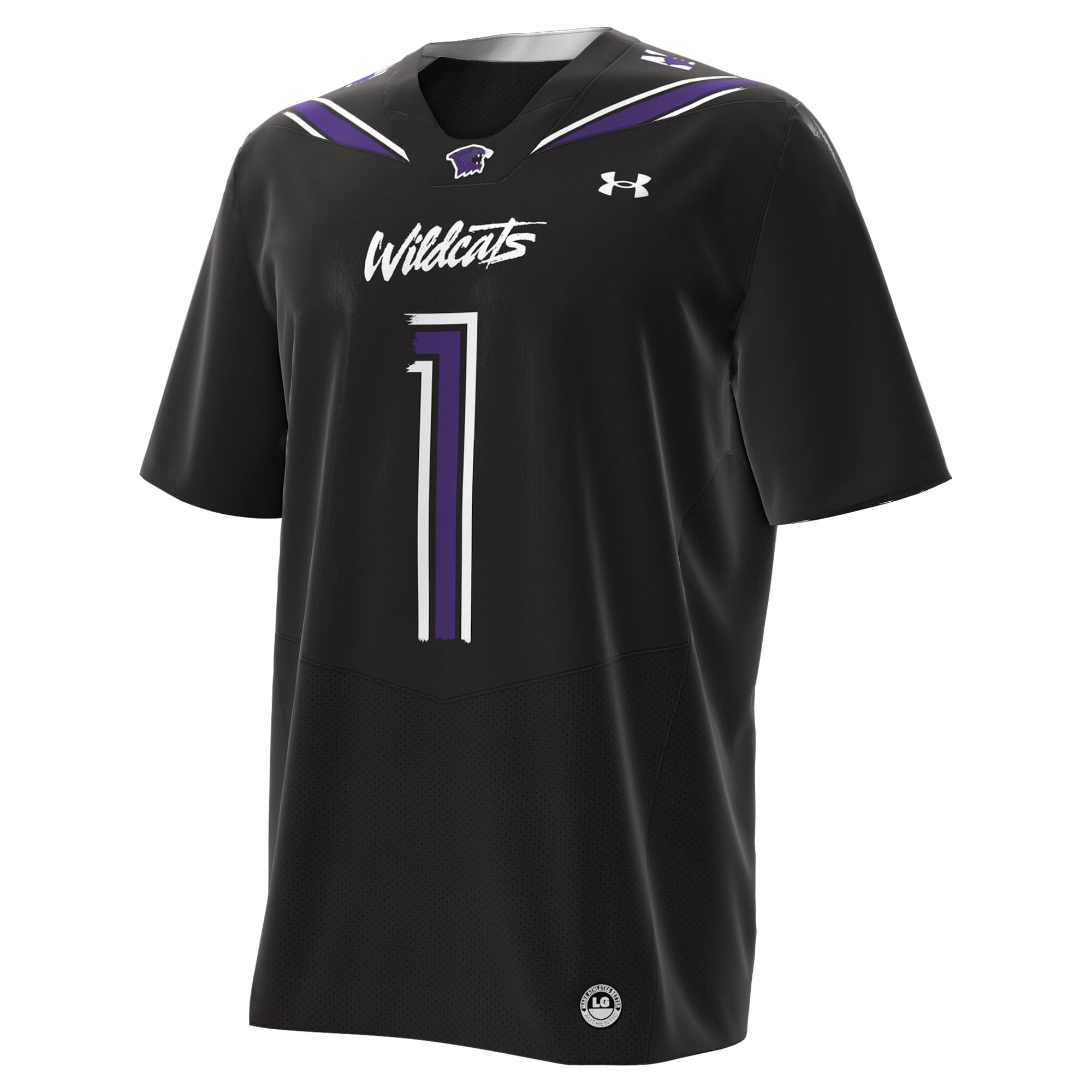 #1 Northwestern Wildcats Alternate Football Jersey Black - front view