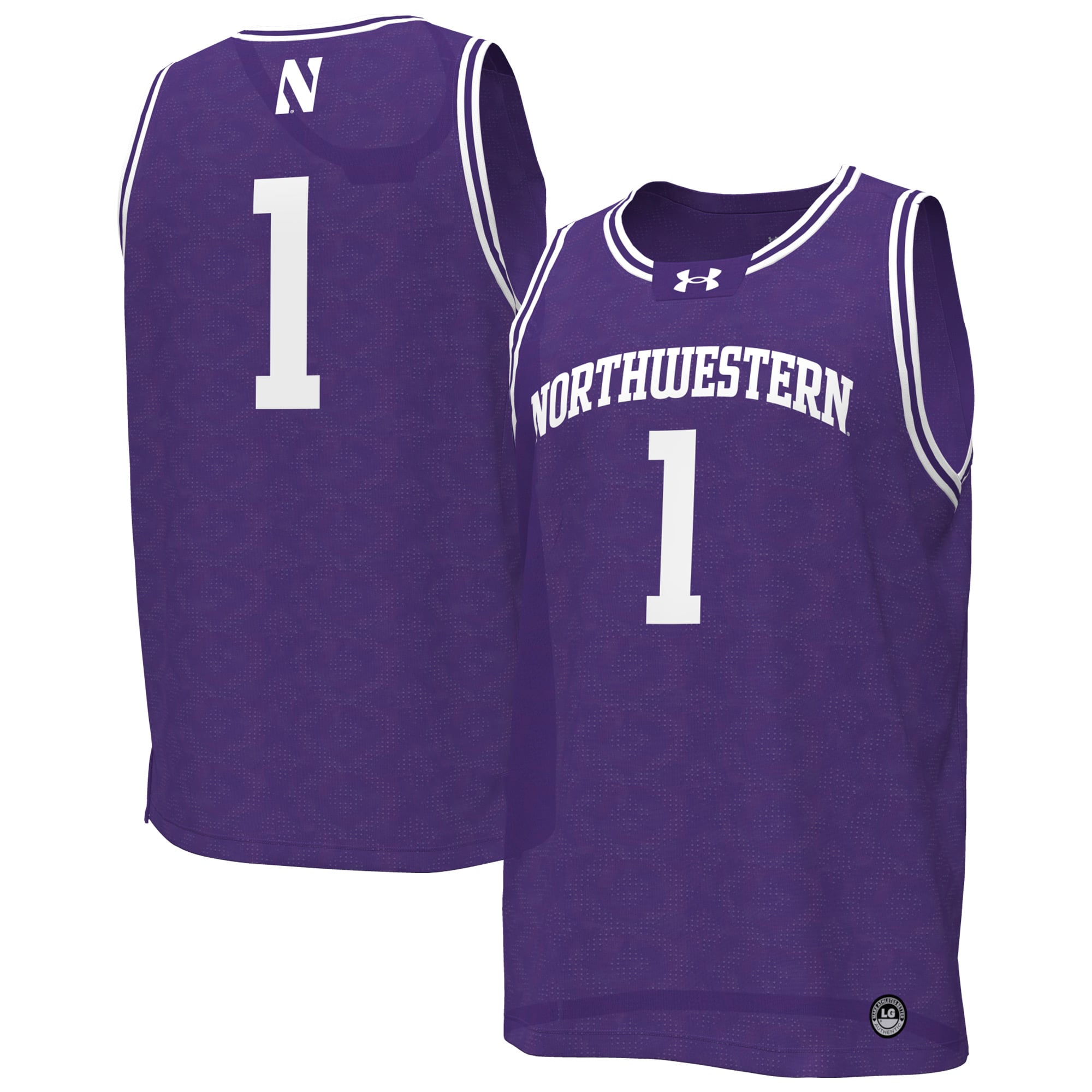 #1 Northwestern Wildcats Basketball Jersey Purple - front and back view