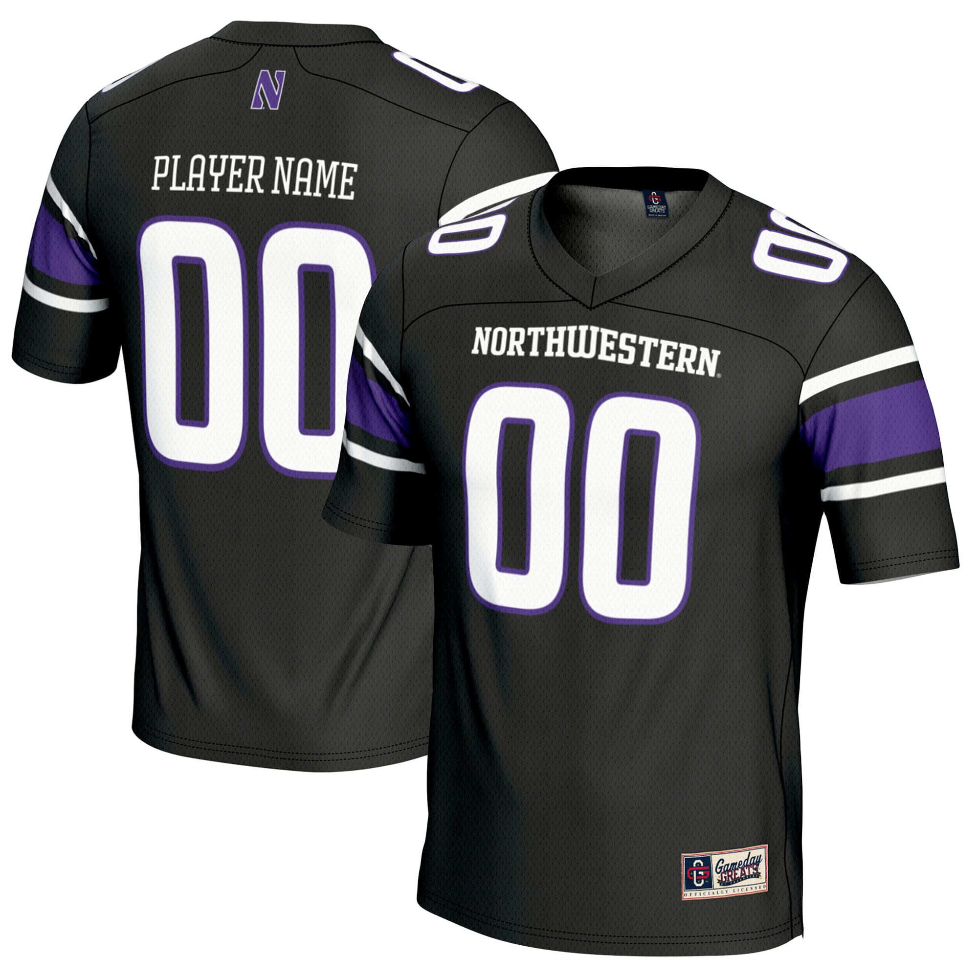 Northwestern Wildcats Football Jersey Black - front and back view