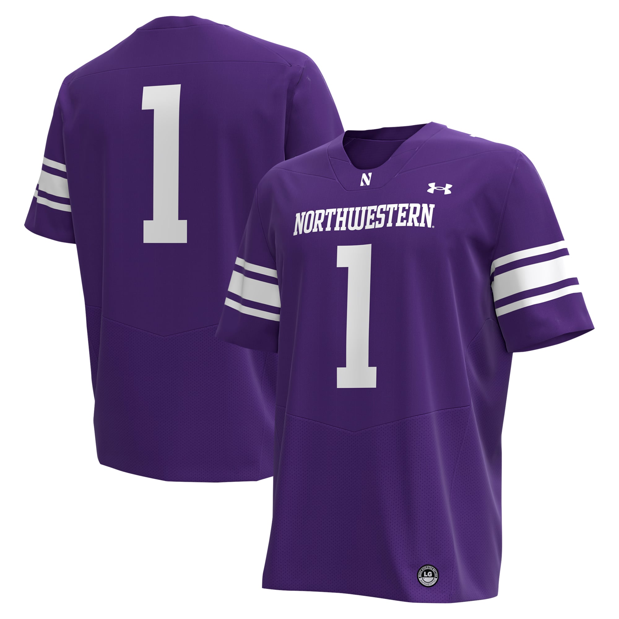 #1 Northwestern Wildcats Football Jersey Purple - front and back view