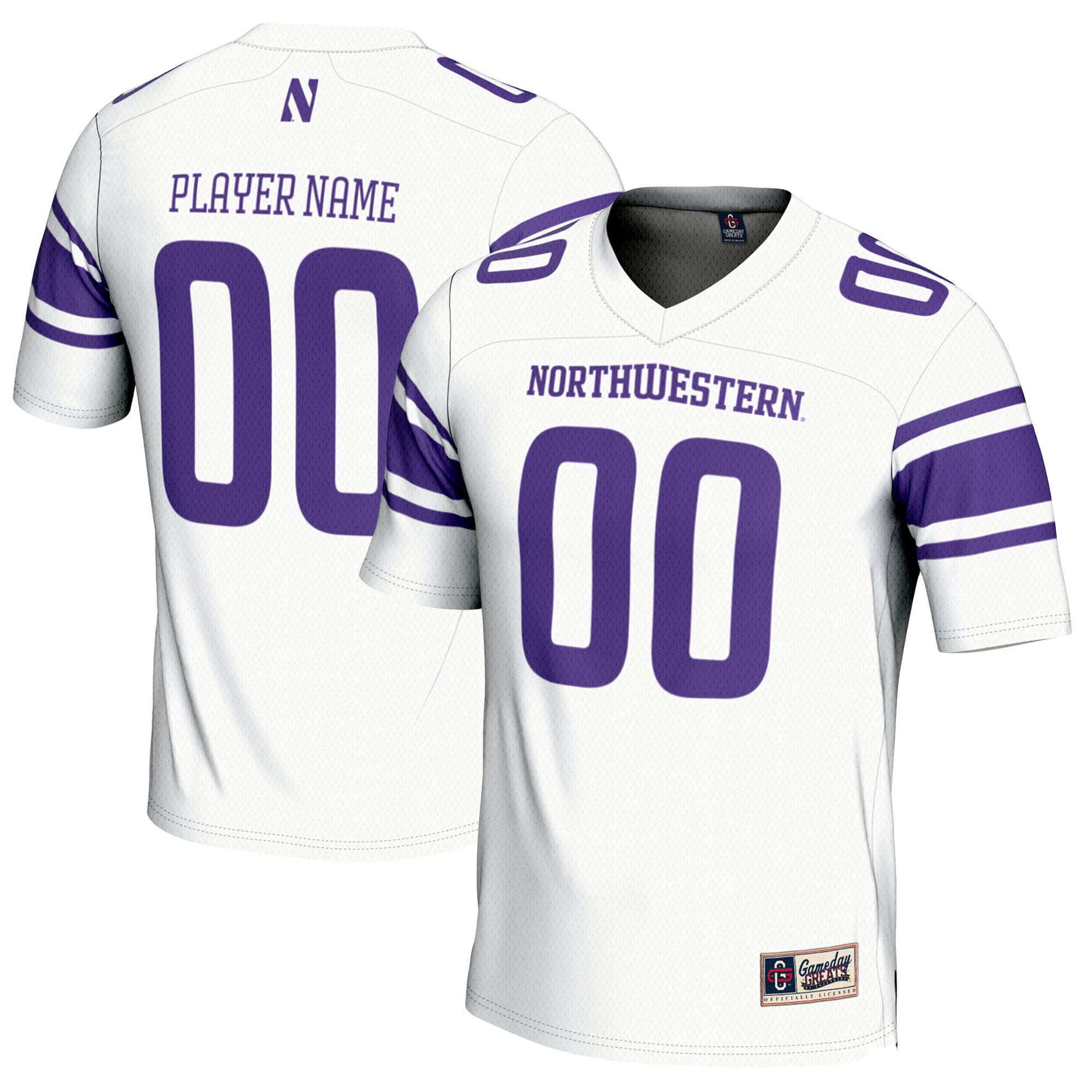 Northwestern Wildcats Football Jersey White - front and back view