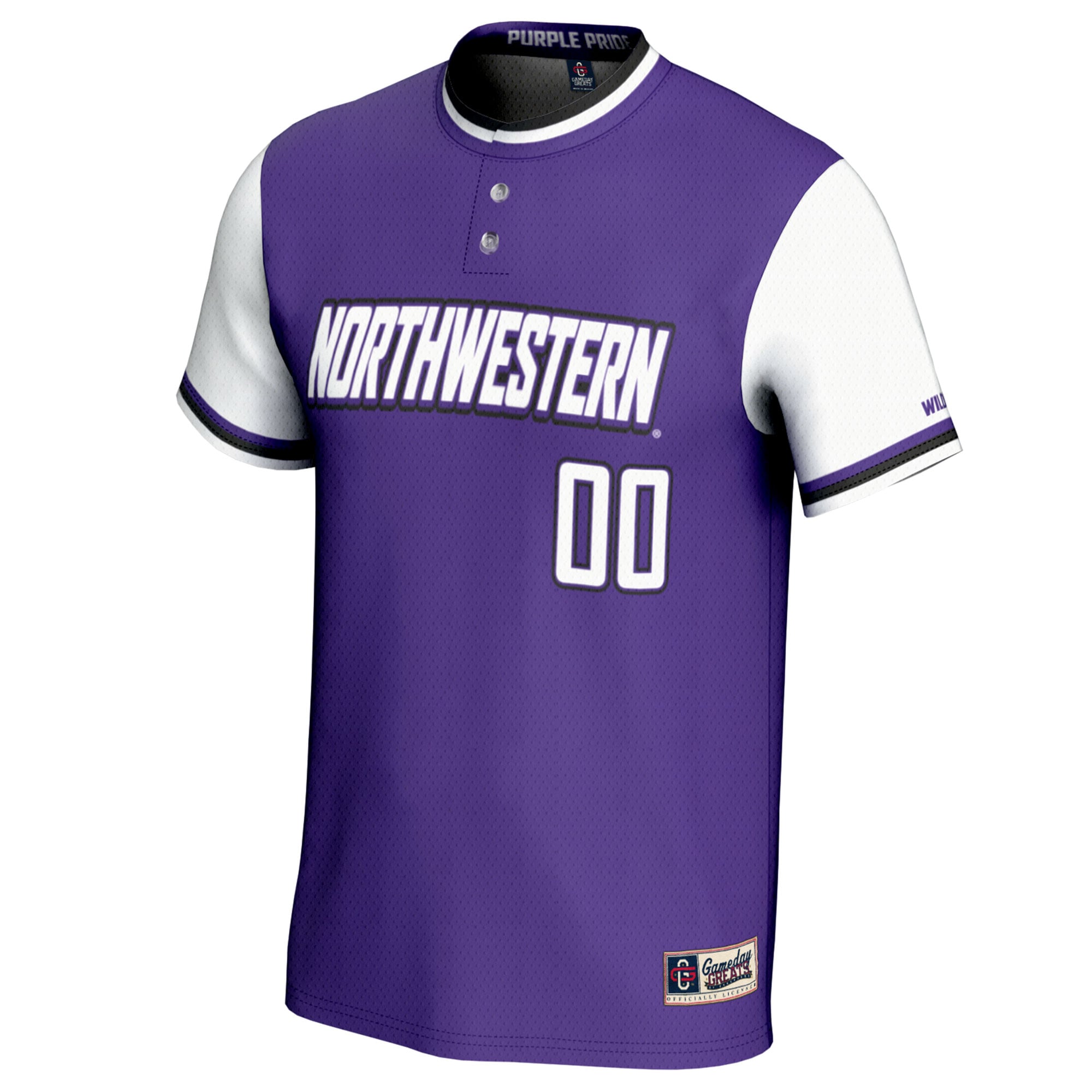 Northwestern Wildcats Unisex Lightweight Softball Jersey Purple - front view