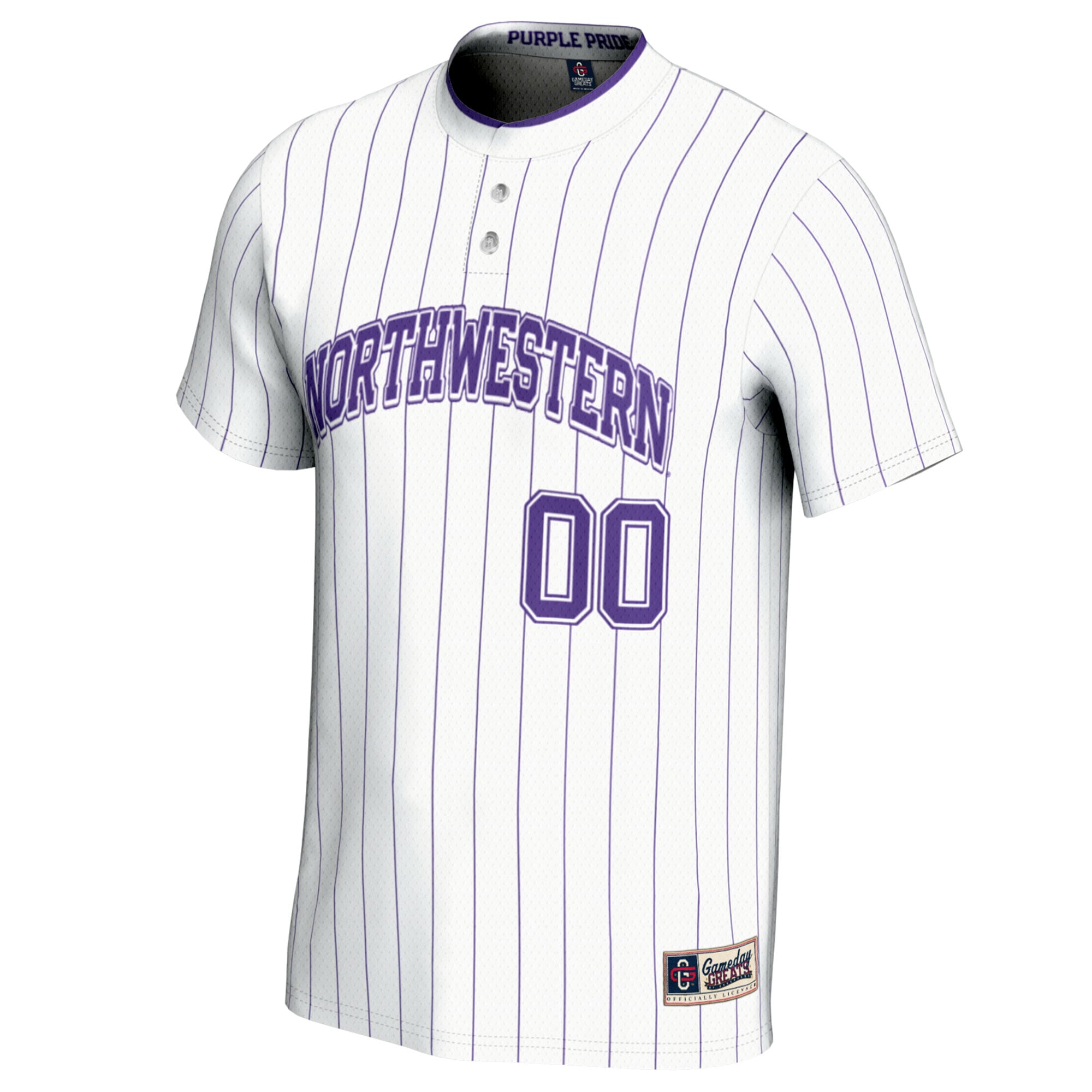 Northwestern Wildcats Unisex Lightweight Softball Jersey White - front view