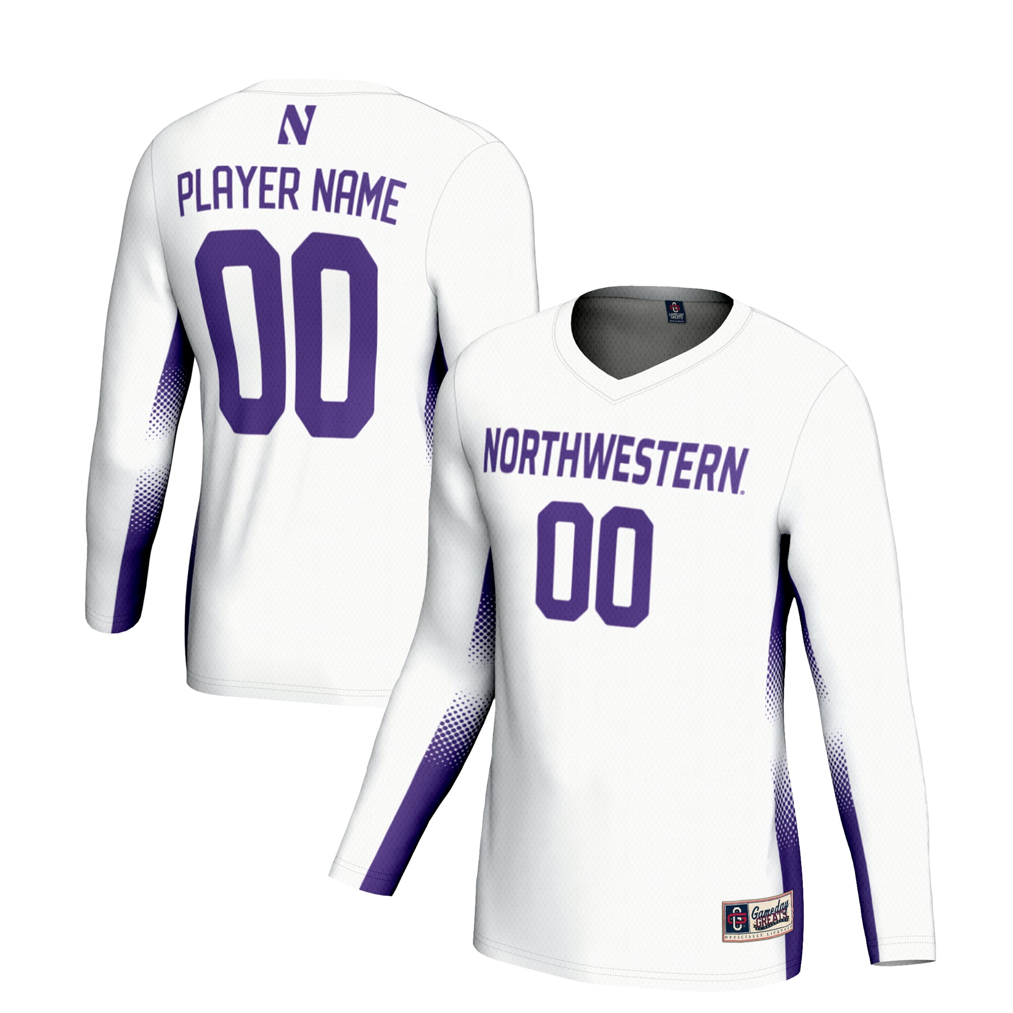 Northwestern Wildcats Unisex Lightweight Volleyball Jersey - White - front and back view