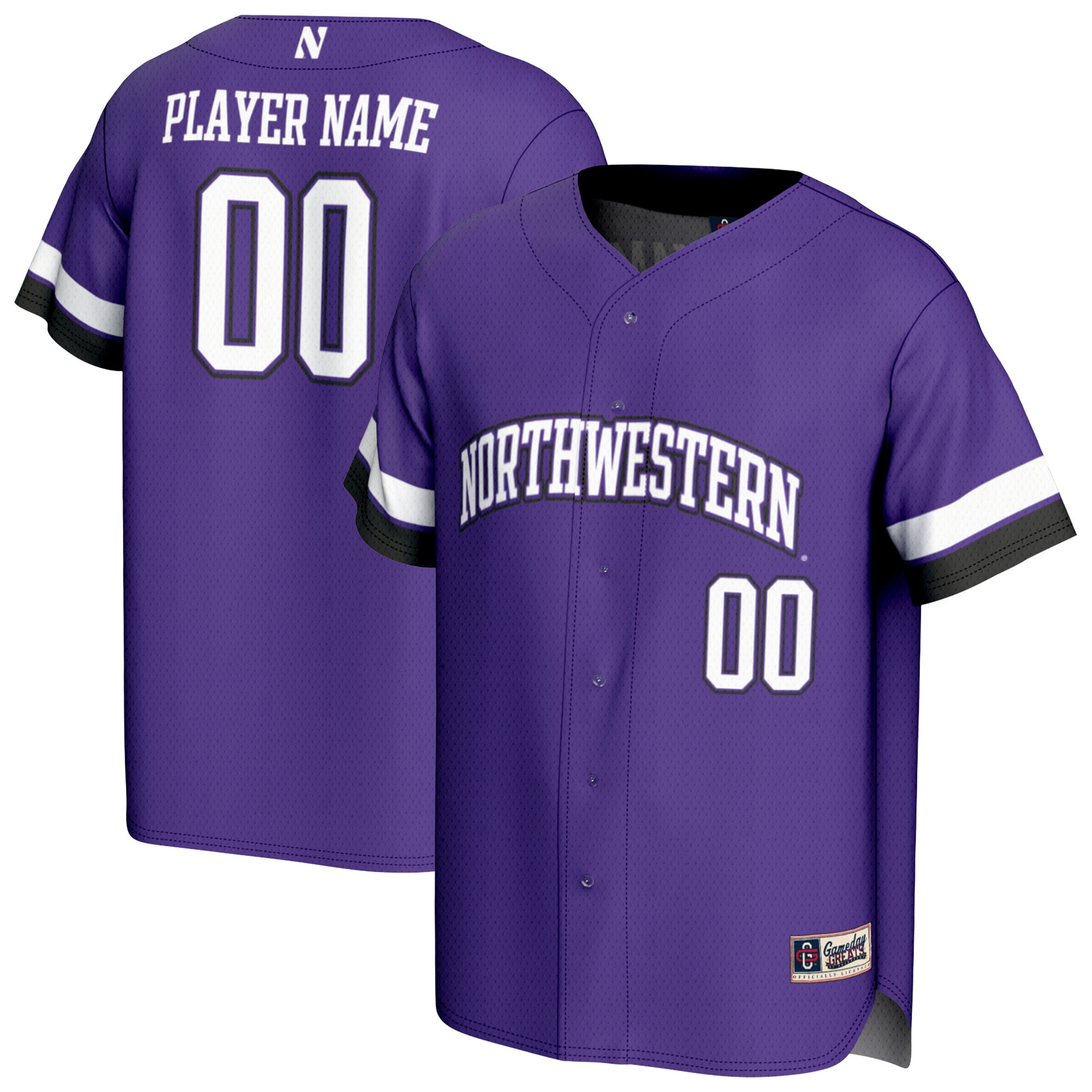 Northwestern Wildcats Unisex Personalized Collegiate Baseball Fashion Jersey - front and back view