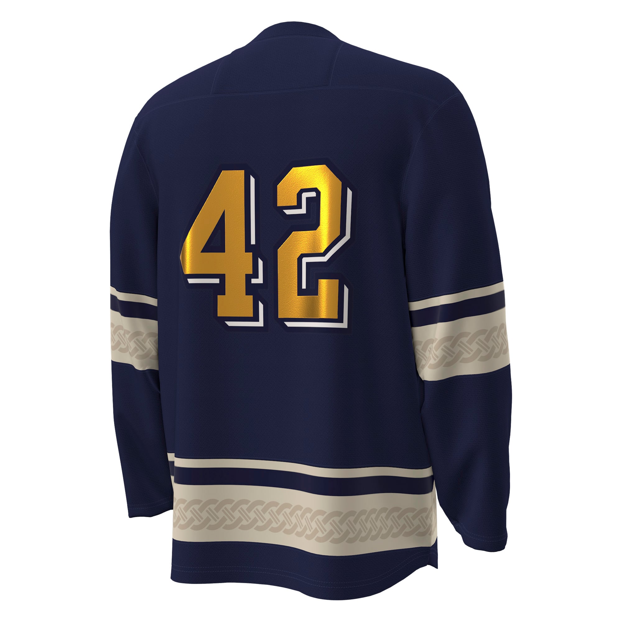 #42 Notre Dame Fighting Irish Alternate Hockey Jersey Navy - back view