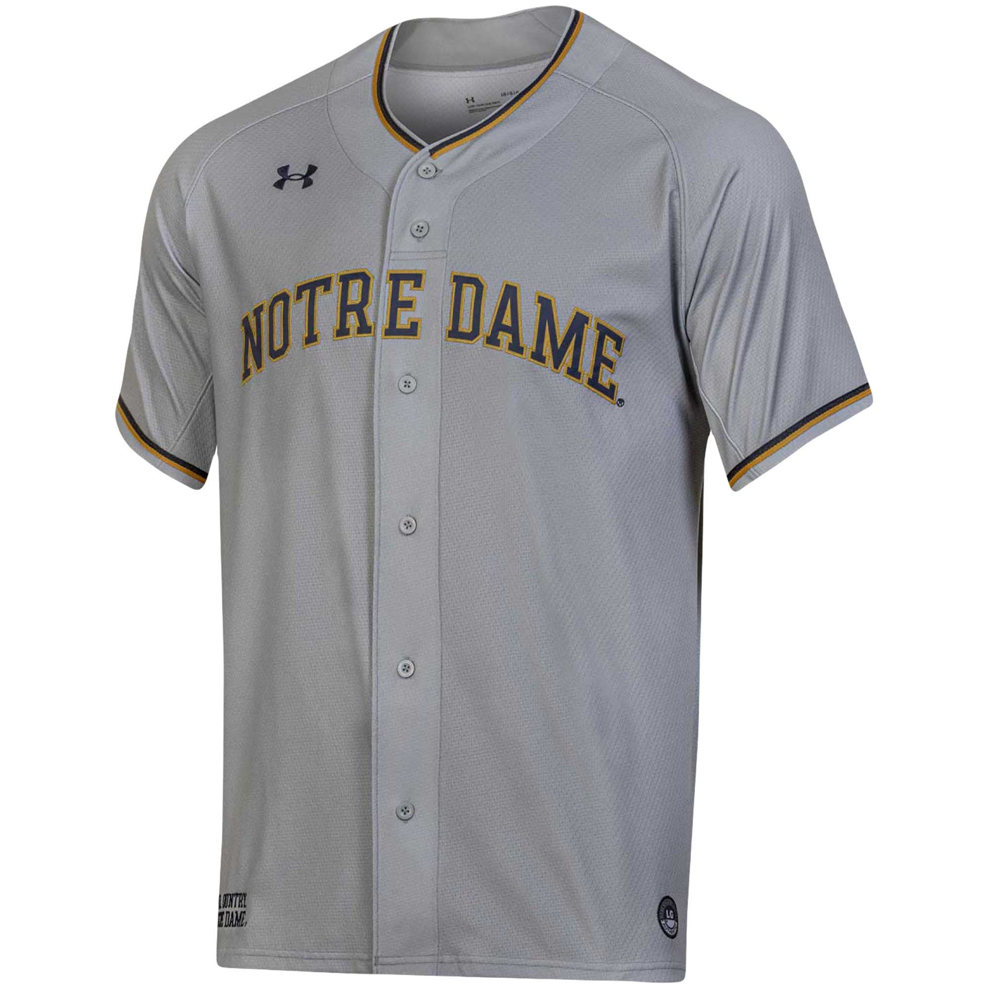 Notre Dame Fighting Irish Baseball Jersey Gray - front view