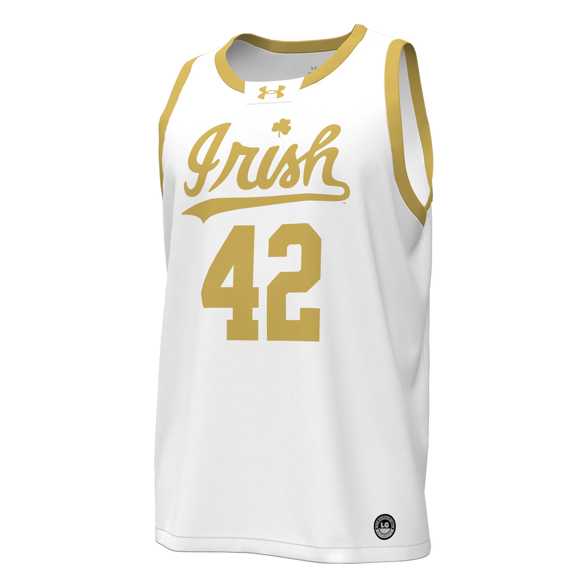 #42 Notre Dame Fighting Irish Basketball Jersey White - front view
