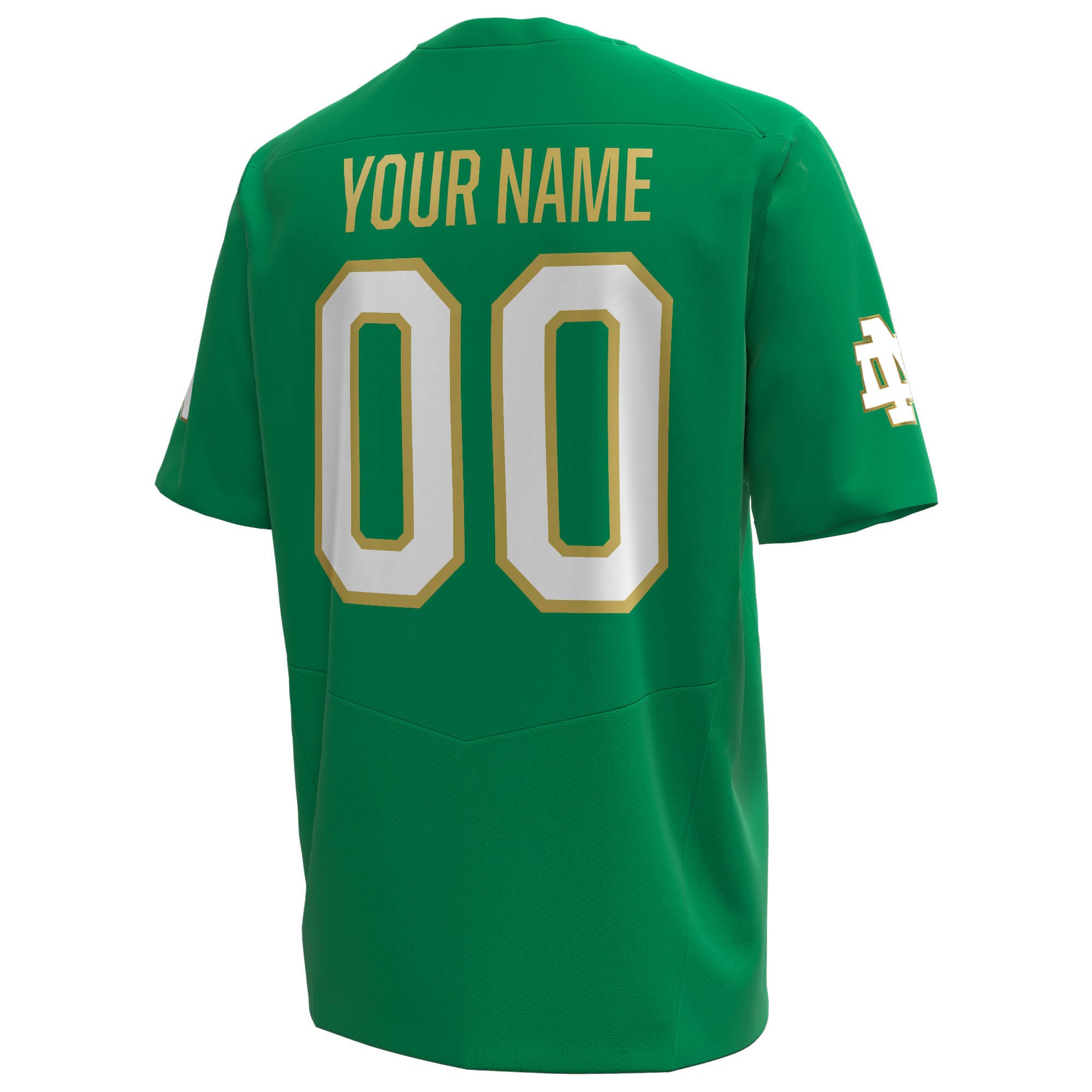 Notre Dame Fighting Irish Custom Football Jersey Kelly Green - back view