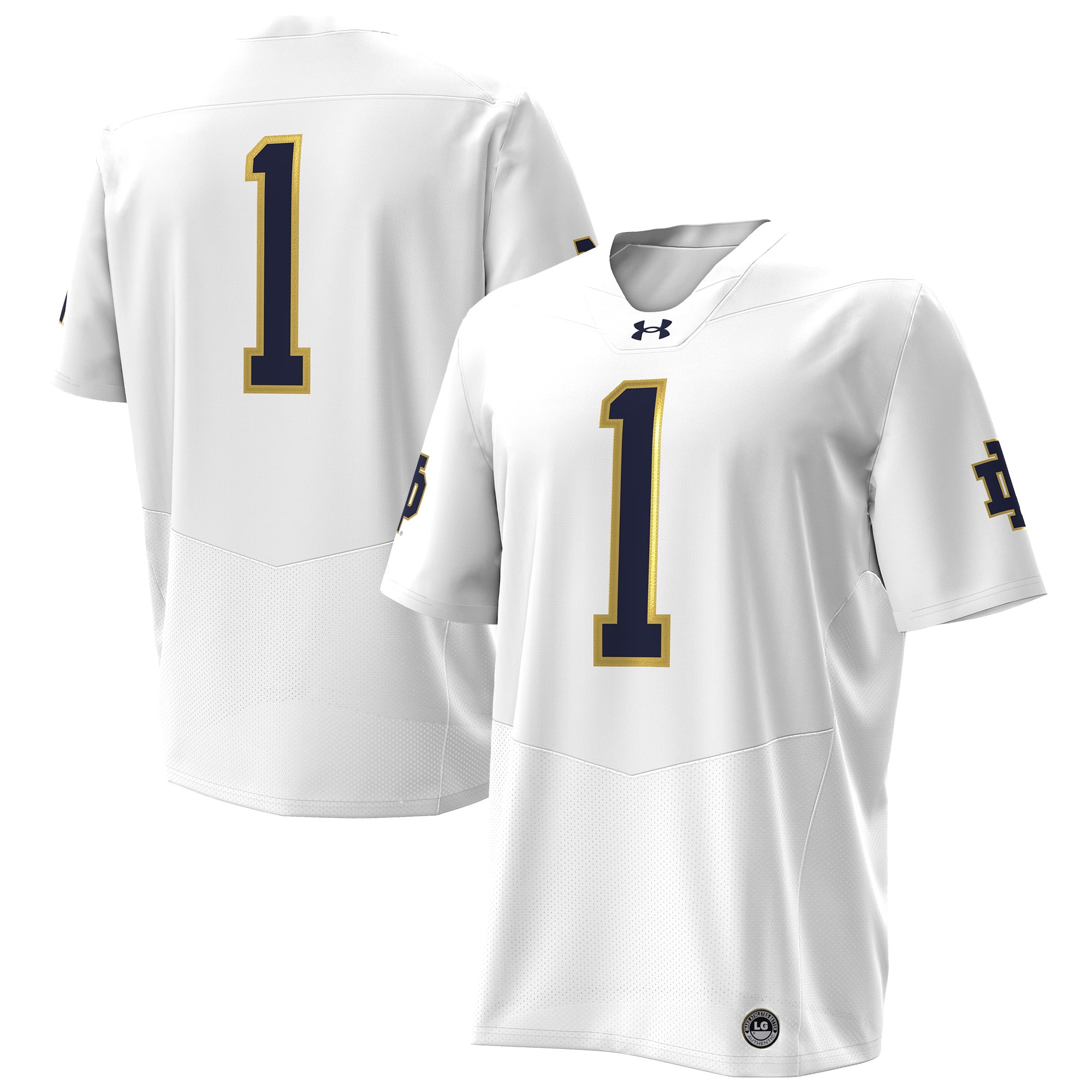 Notre Dame Fighting Irish Football Jersey White - front and back view