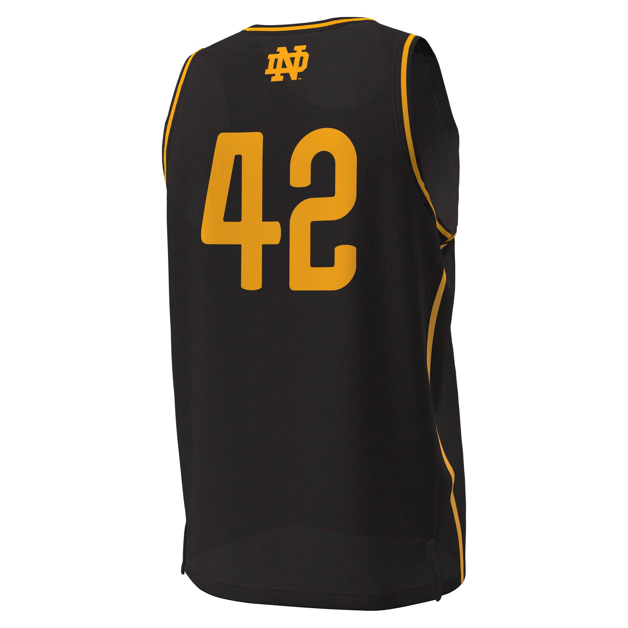 #42 Notre Dame Fighting Irish The Bend Basketball Jersey Black - back view