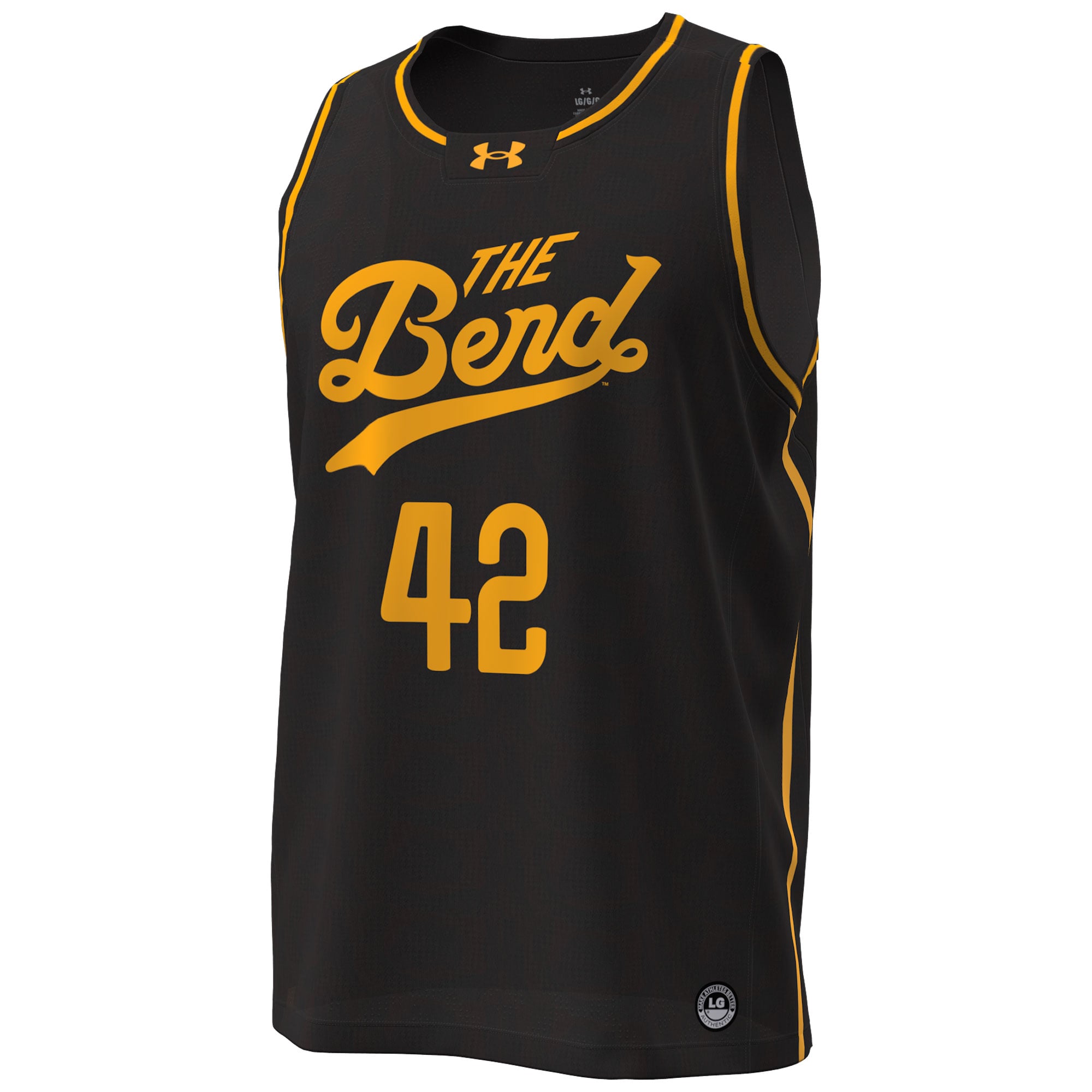 #42 Notre Dame Fighting Irish The Bend Basketball Jersey Black - front view