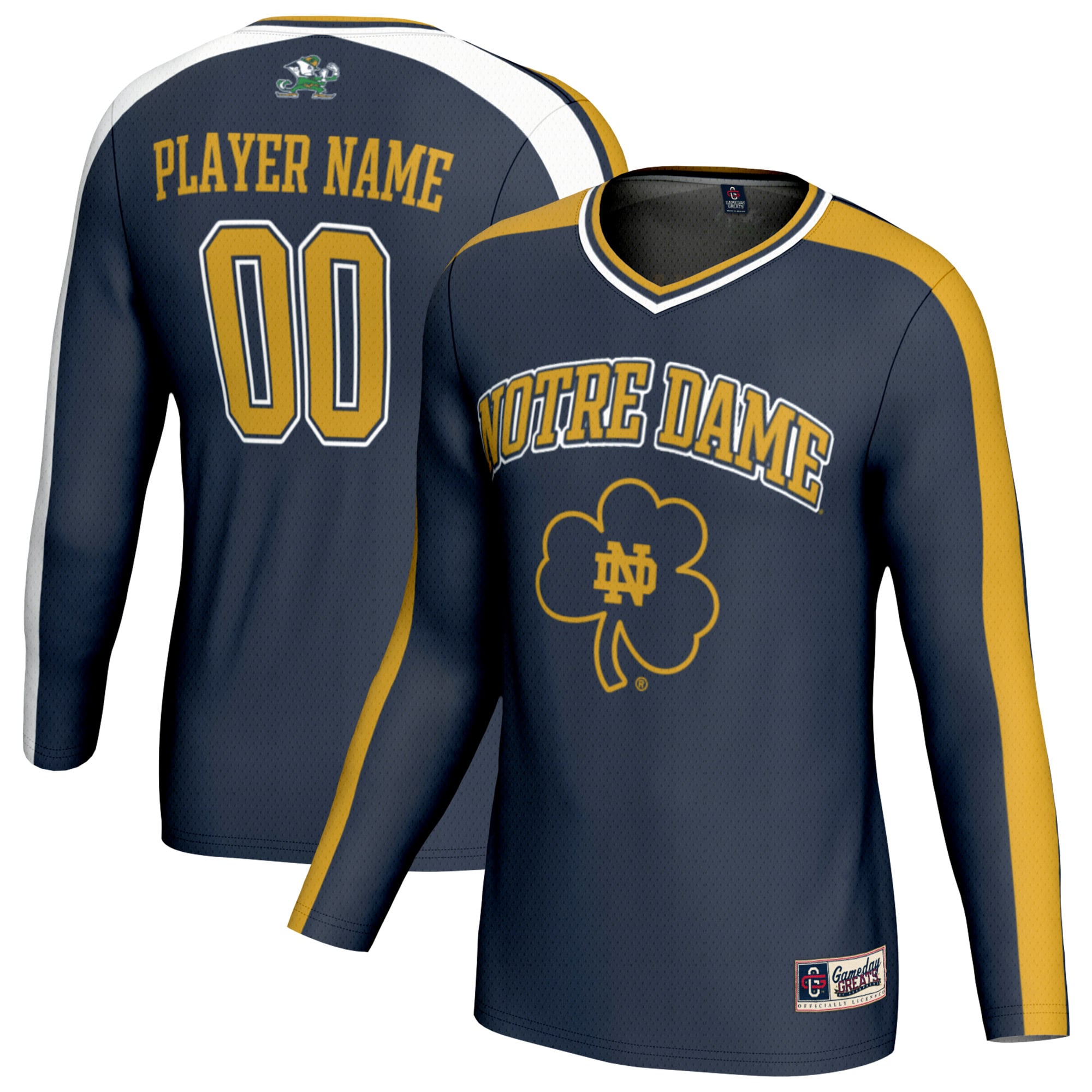 Notre Dame Fighting Irish Unisex Lightweight Collegiate Volleyball Fashion - front and back view