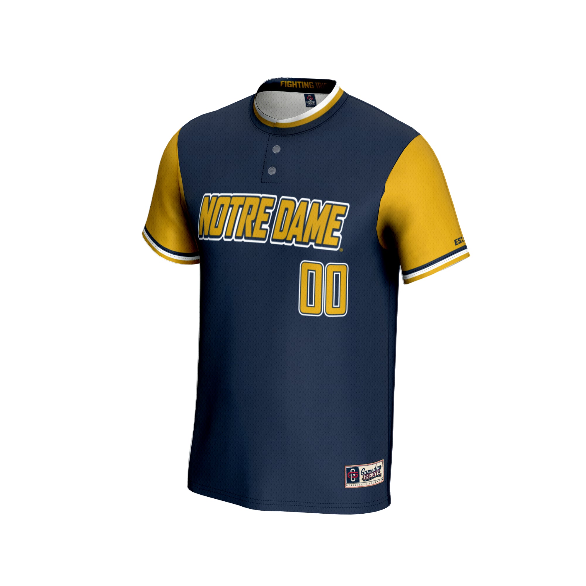 Notre Dame Fighting Irish Unisex Lightweight Softball Jersey Navy - front view