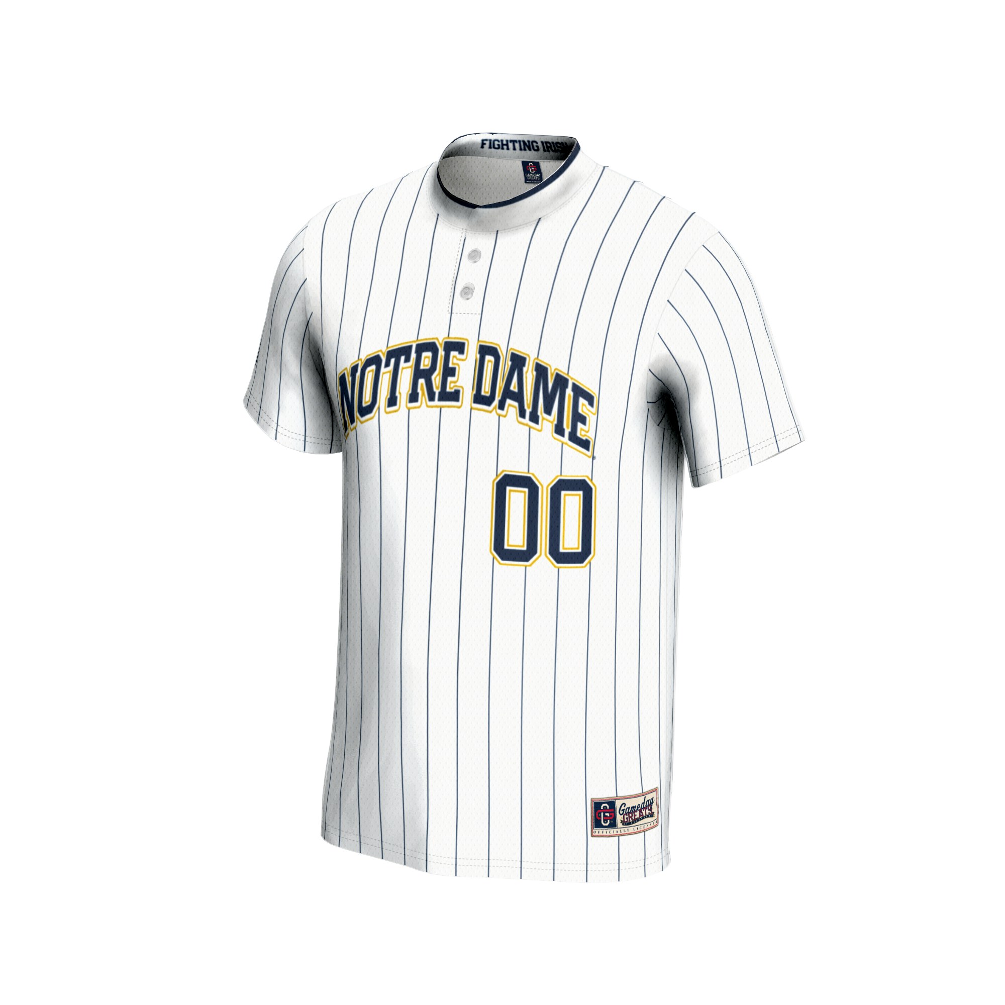 Notre Dame Fighting Irish Youth Lightweight Softball Jersey White - front view