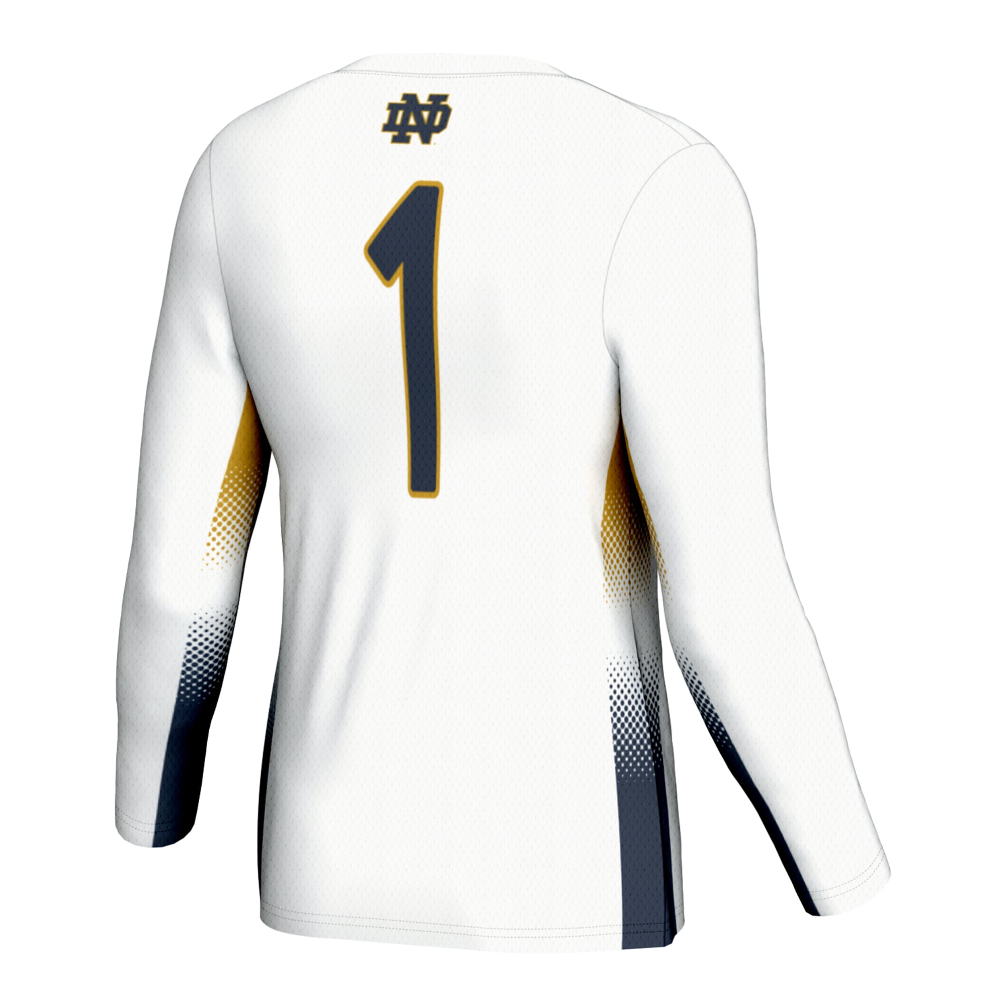 #1 Notre Dame Fighting Irish Unisex Lightweight Volleyball Jersey White - back view
