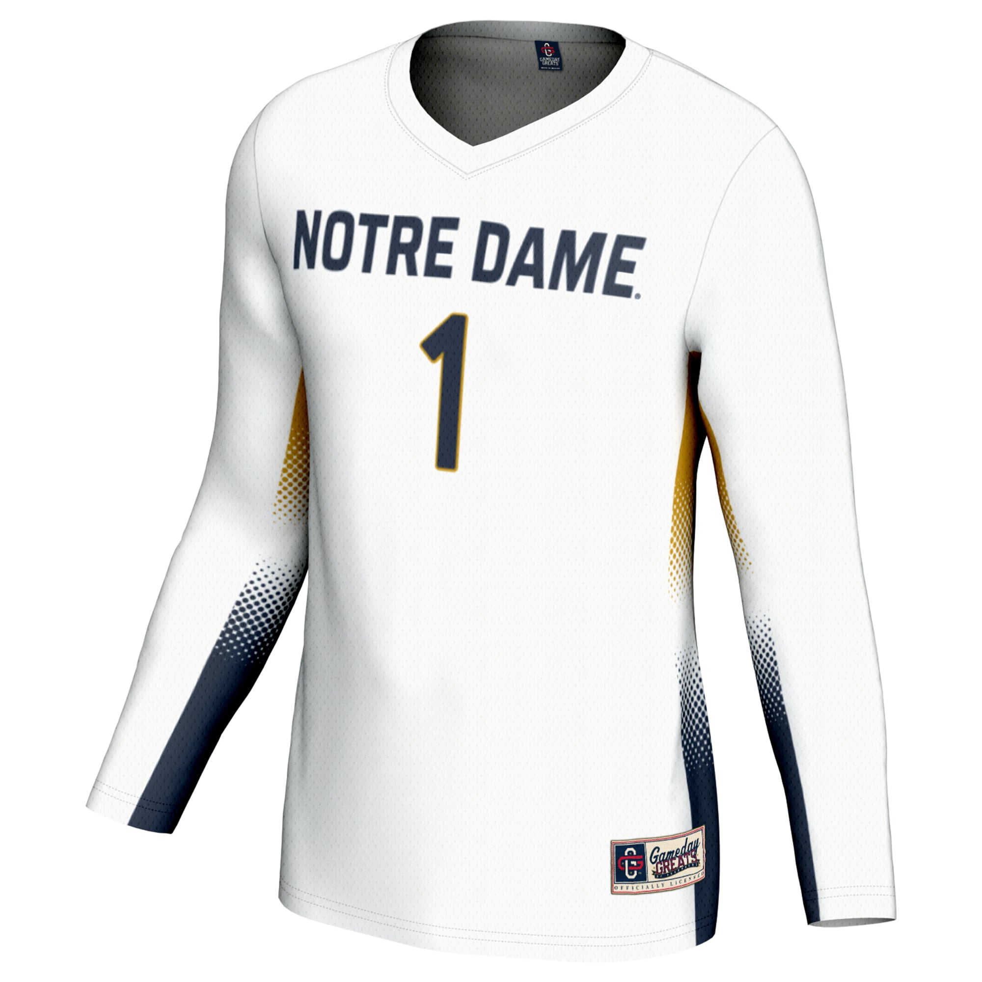 #1 Notre Dame Fighting Irish Unisex Lightweight Volleyball Jersey White - front view