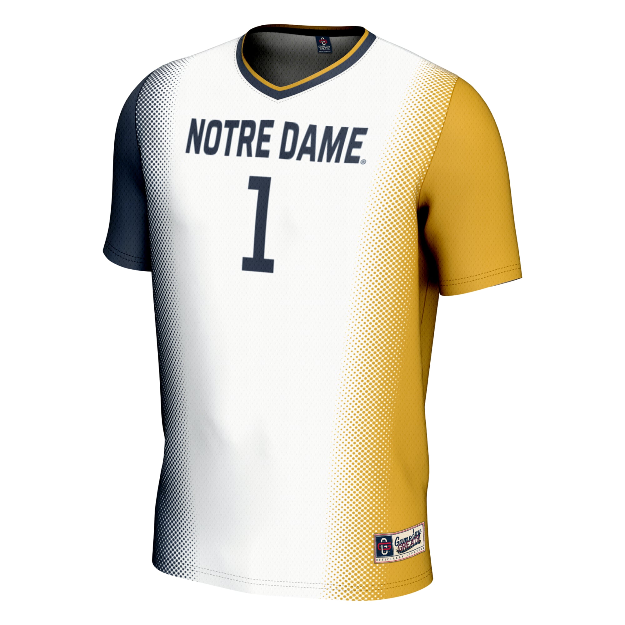 #1 Notre Dame Fighting Irish Unisex Lightweight Women's Soccer Jersey White - front view