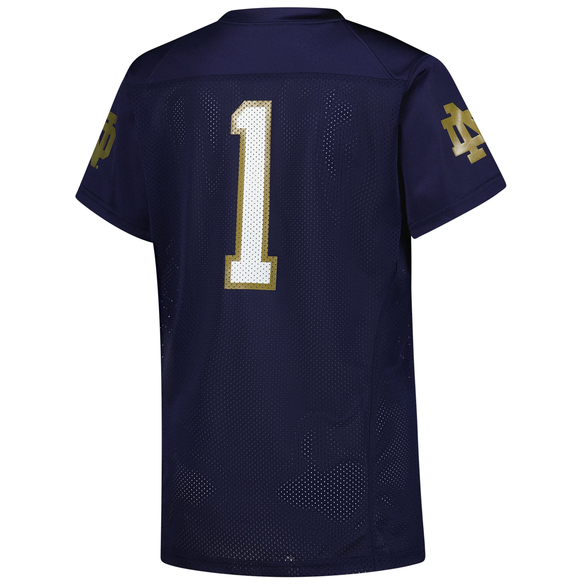 #1 Notre Dame Fighting Irish Women's Football Jersey Navy - back view