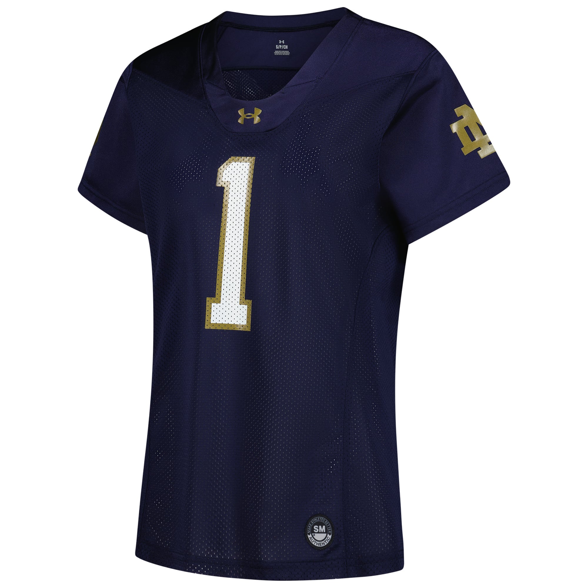 #1 Notre Dame Fighting Irish Women's Football Jersey Navy - front view