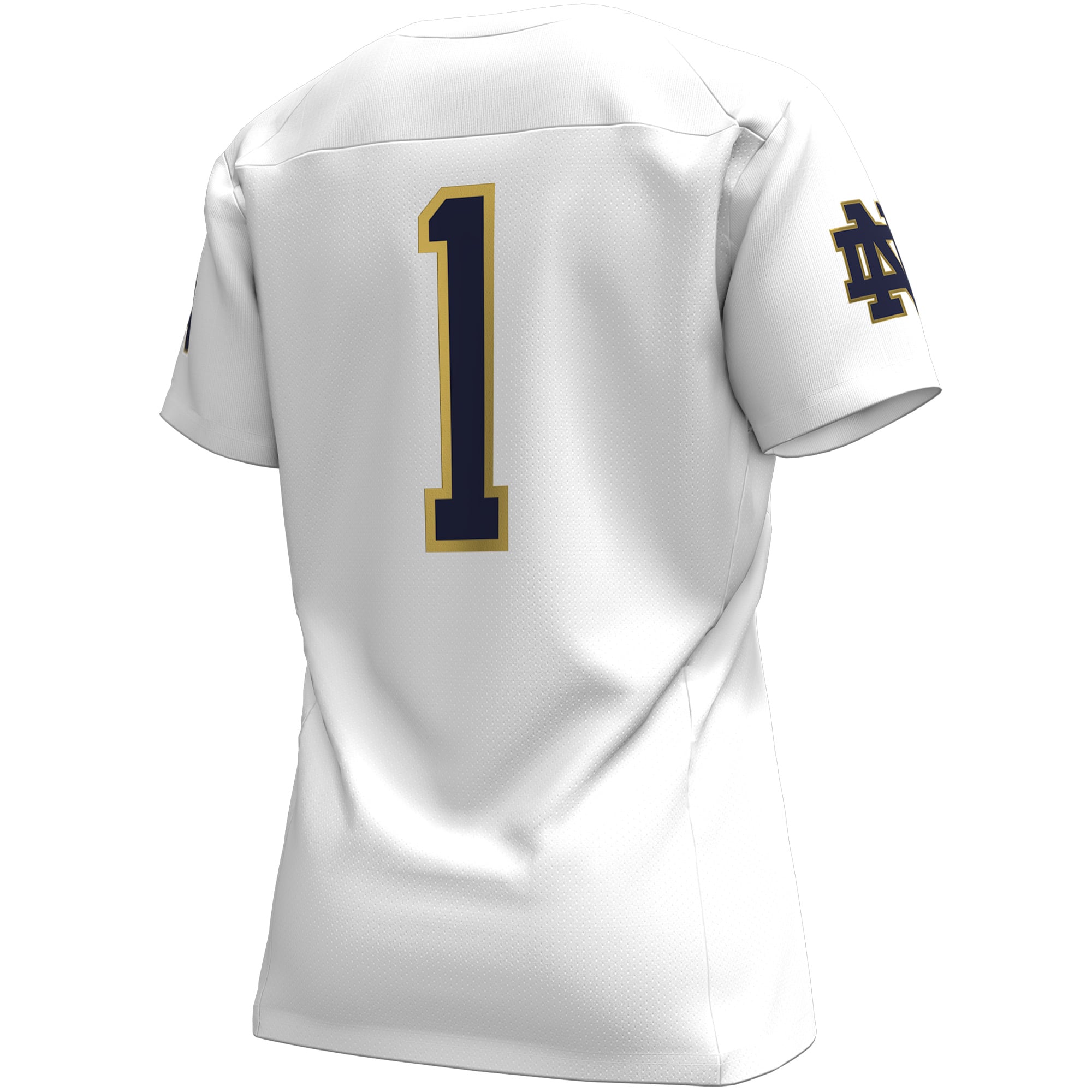 #1 Notre Dame Fighting Irish Women's Football Jersey White - back view