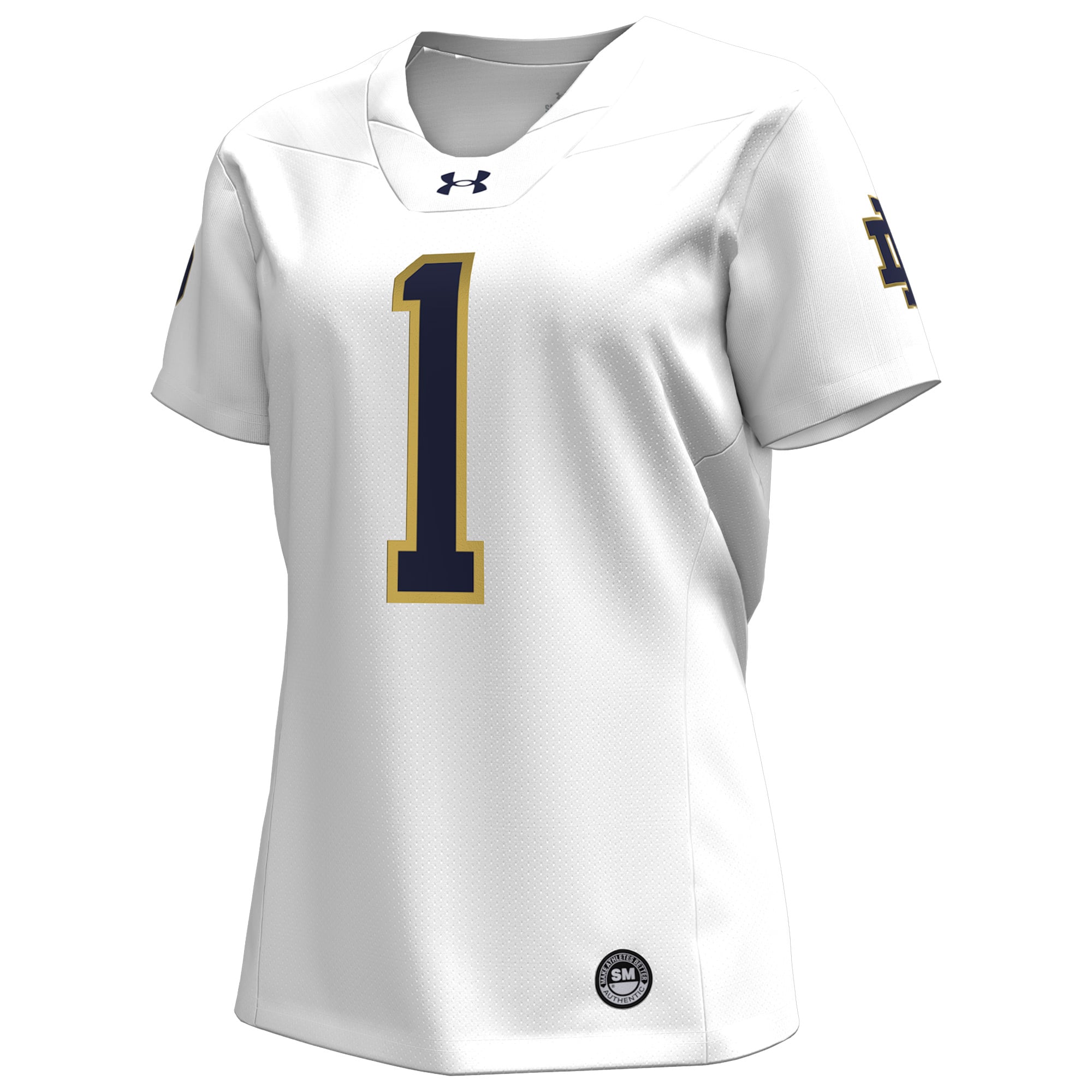 #1 Notre Dame Fighting Irish Women's Football Jersey White - front view