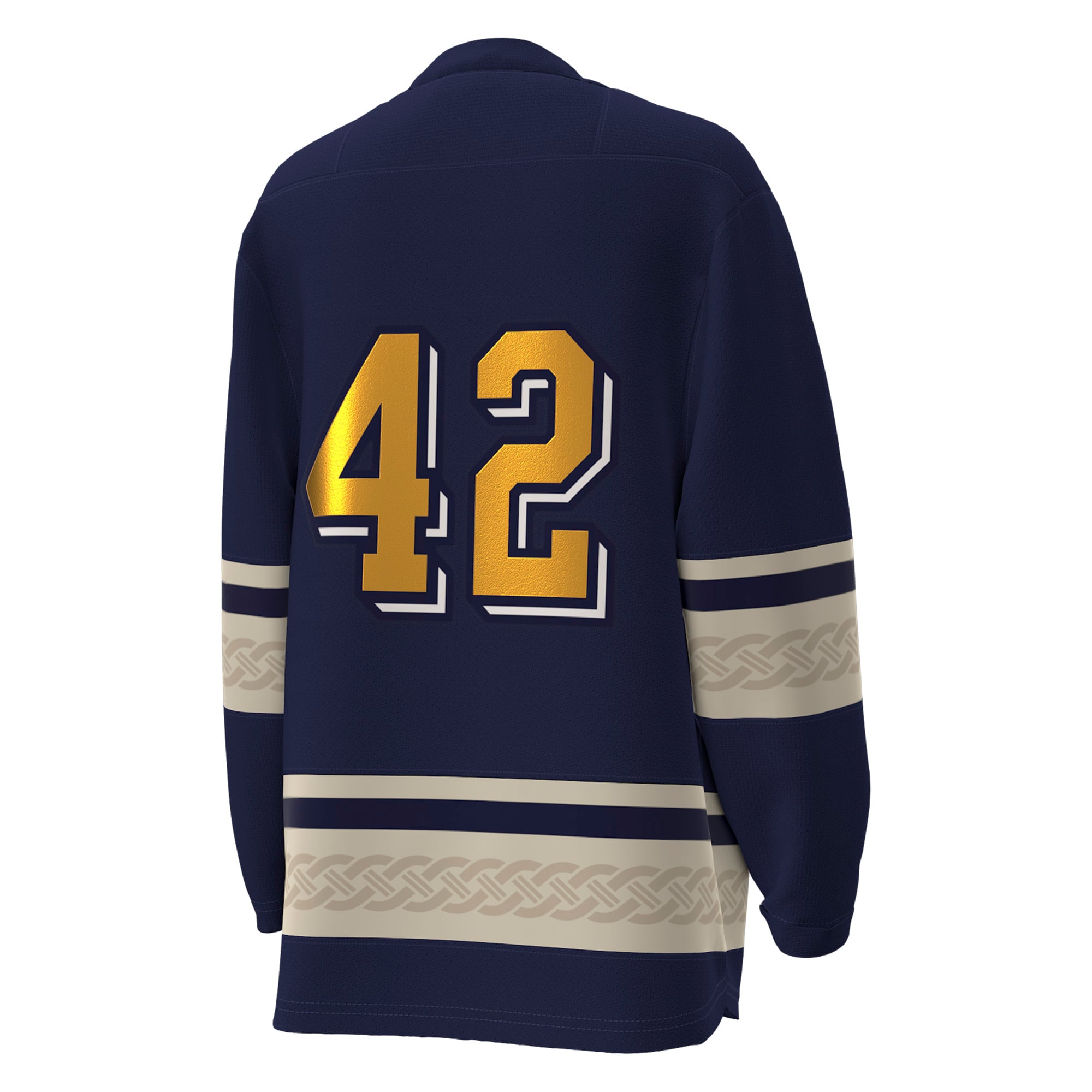 #42 Notre Dame Fighting Irish Youth Alternate Hockey Jersey Navy - back view