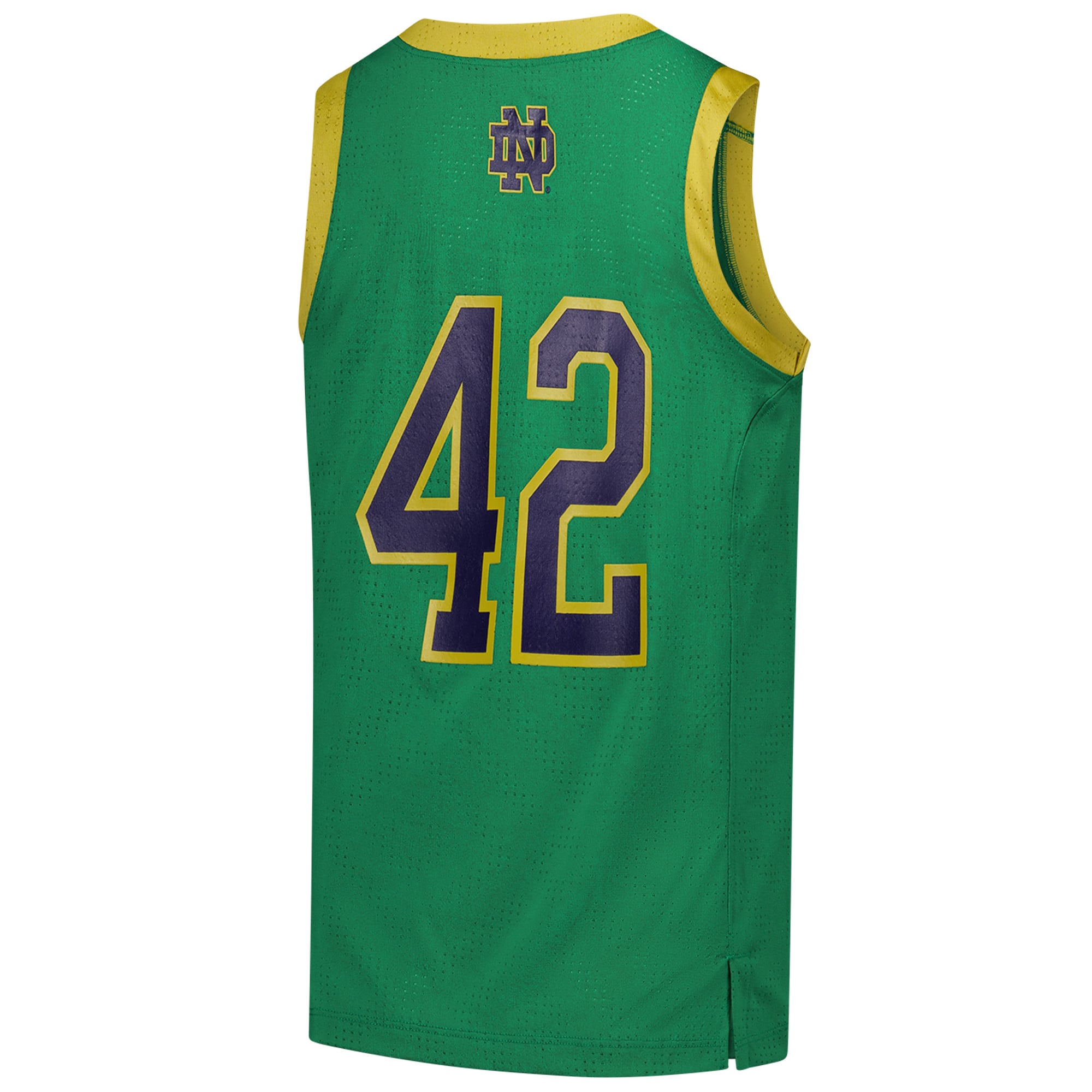#42 Notre Dame Fighting Irish Youth Basketball Jersey Green - back view