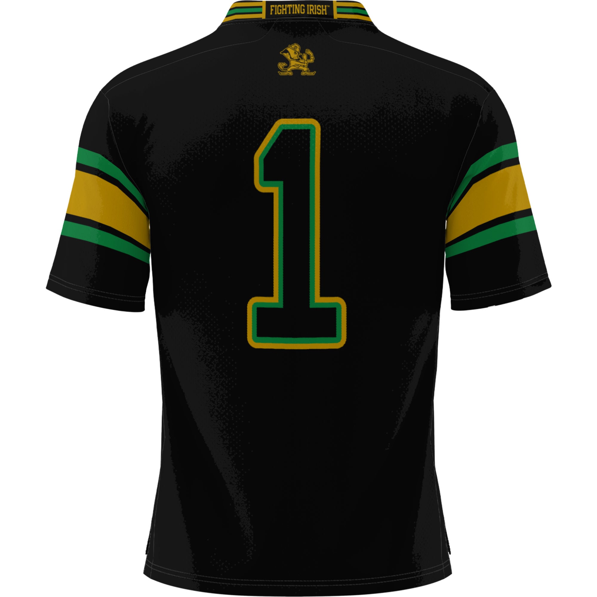 #1 Notre Dame Fighting Irish Youth Football Jersey Black - back view