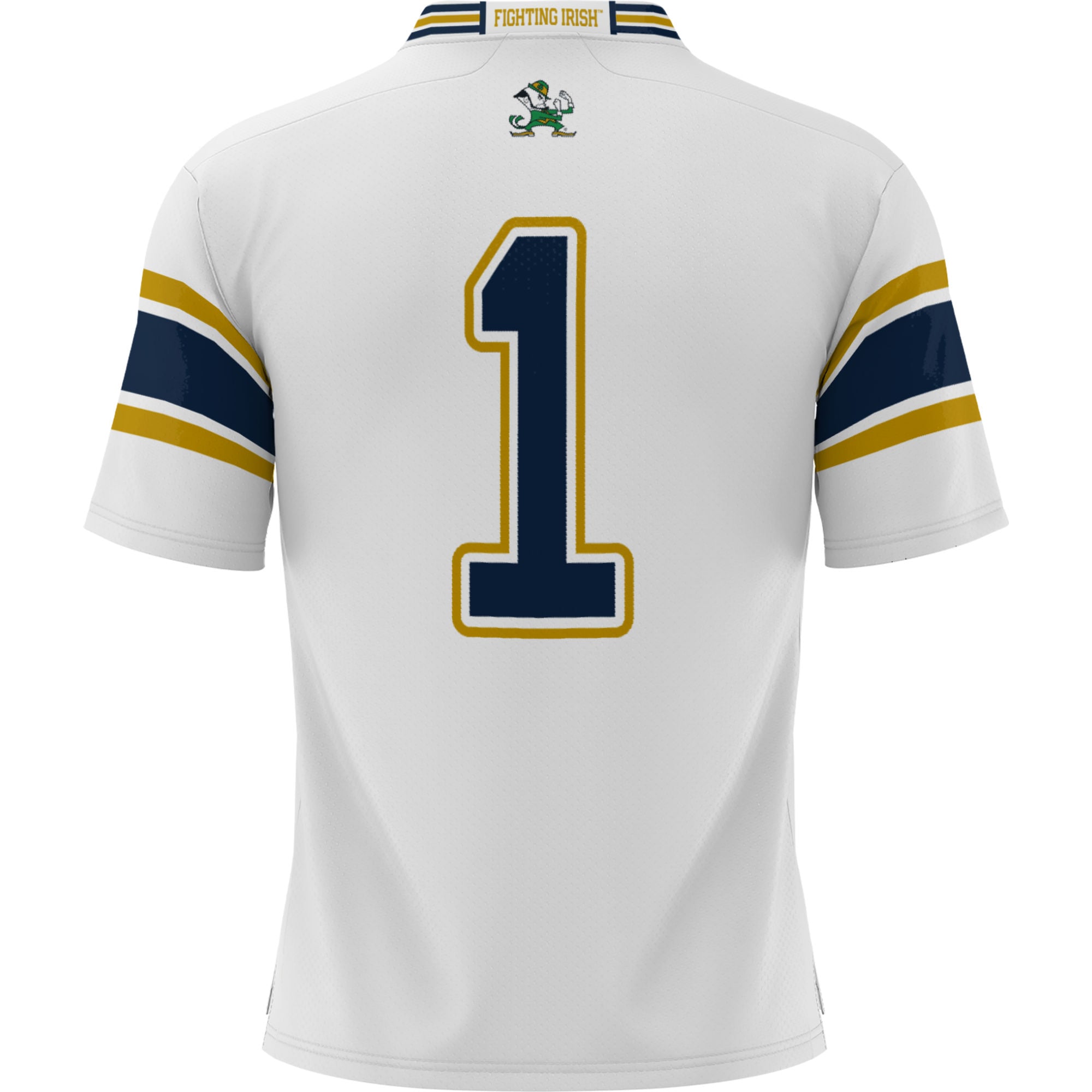 #1 Notre Dame Fighting Irish Youth Football Jersey White - back view