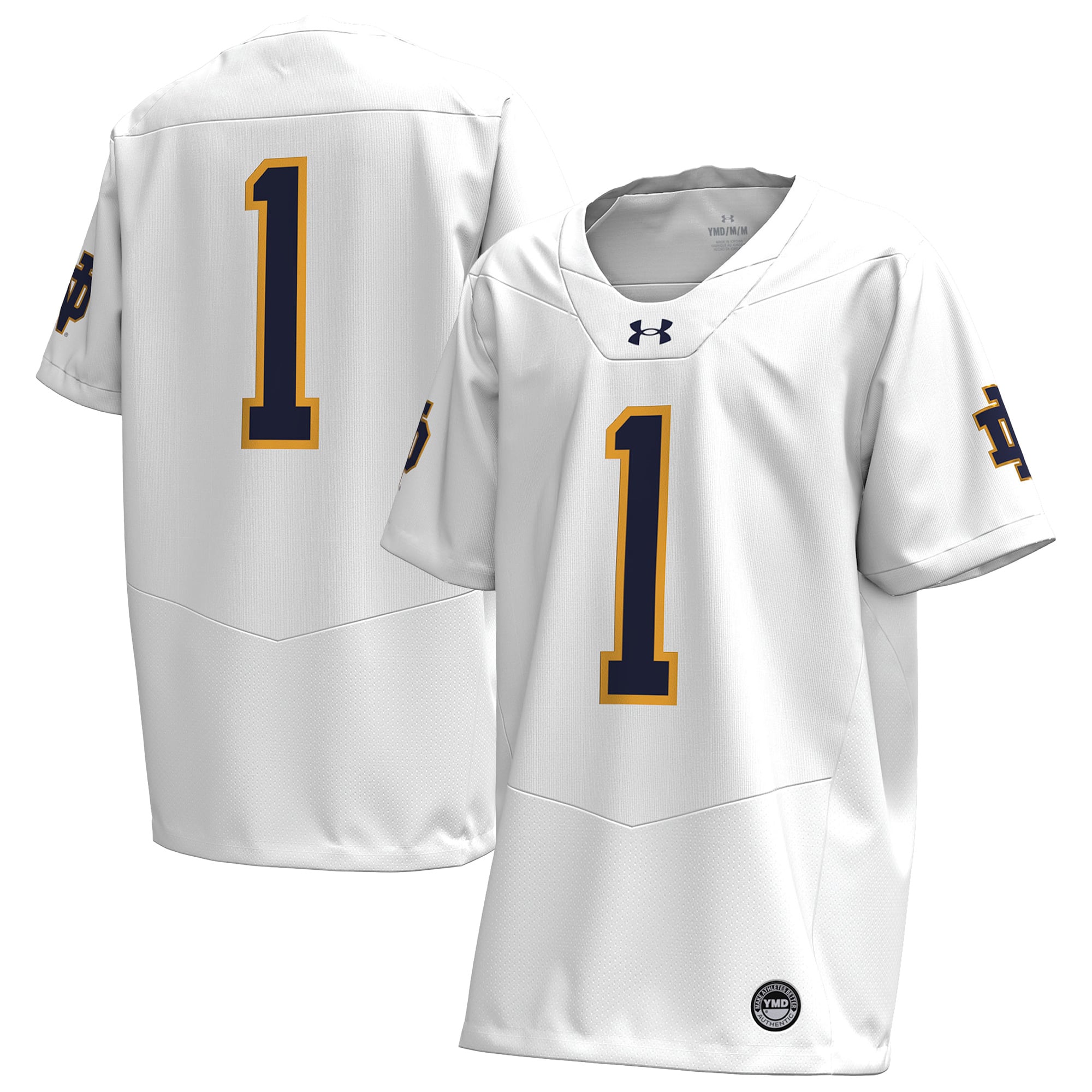 Notre Dame Fighting Irish Youth Football Jersey White - front and back view