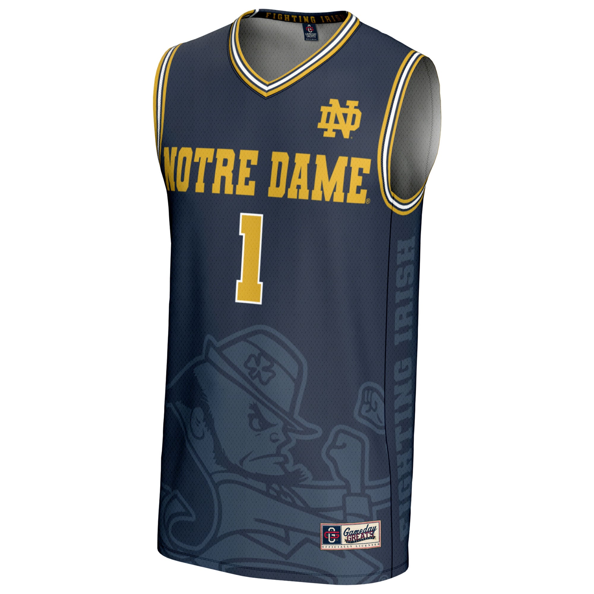 #1 Notre Dame Fighting Irish Youth Icon Print Lightweight Basketball Fashion Jersey - front view