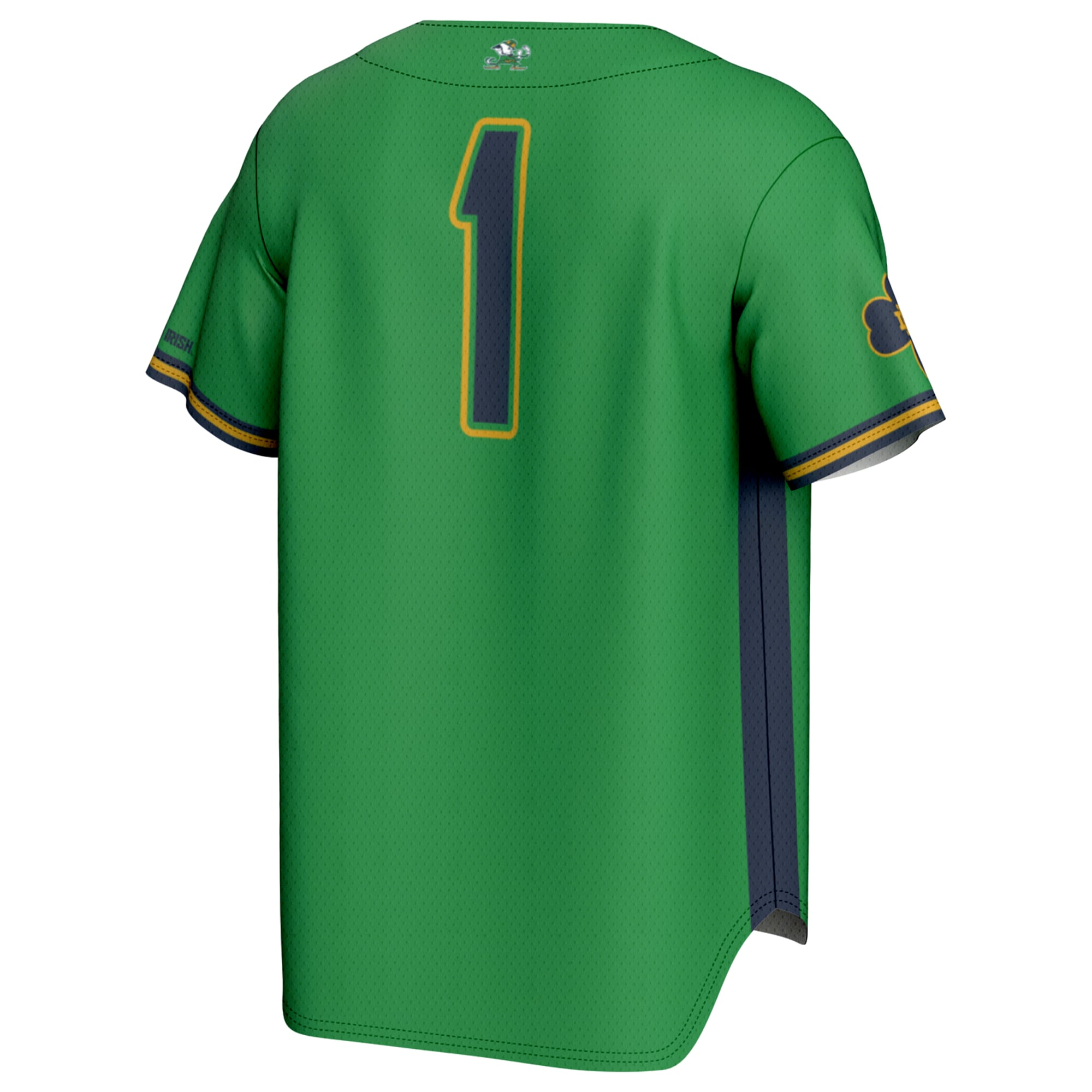 #1 Notre Dame Fighting Irish Youth Lightweight Baseball Jersey Green - back view