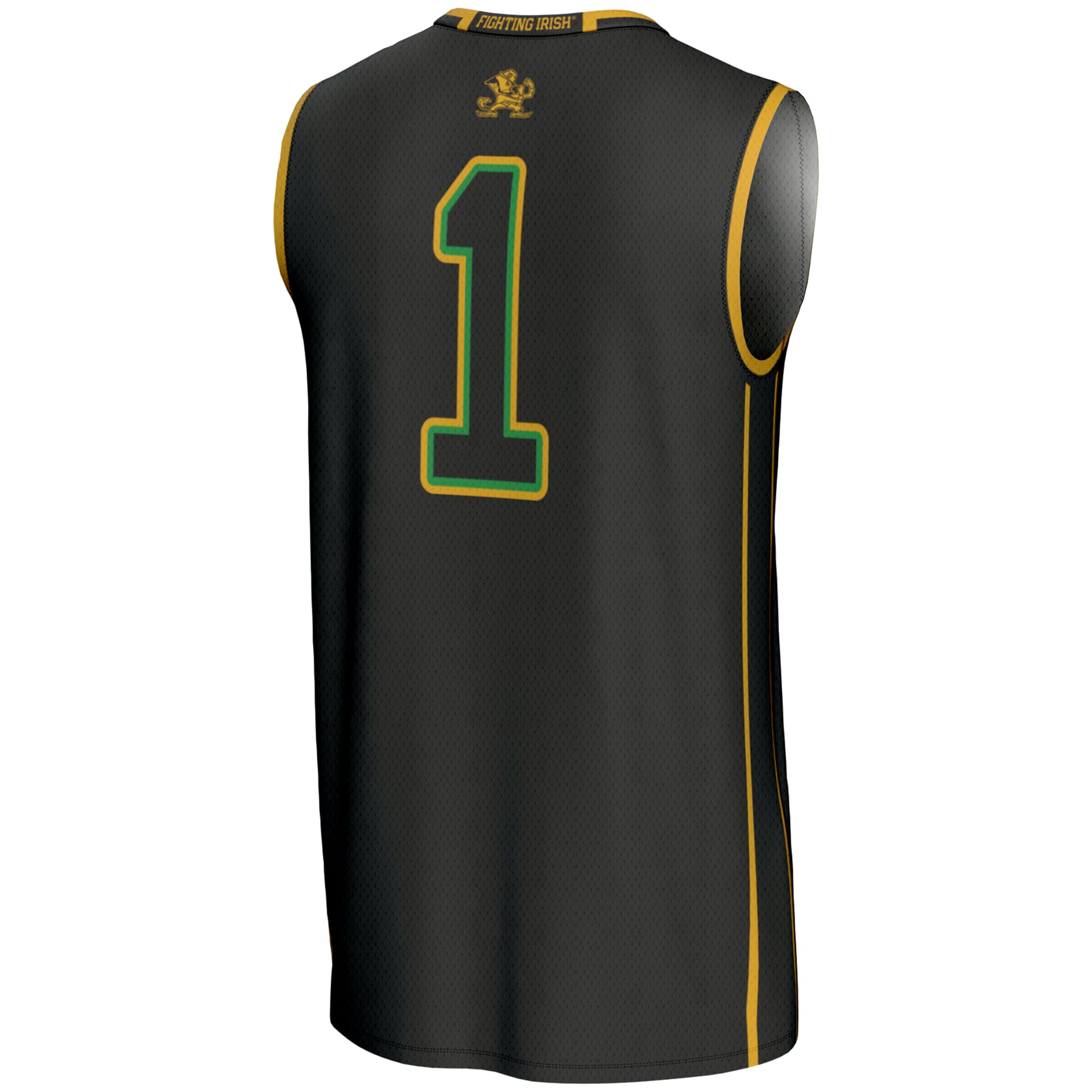 #1 Notre Dame Fighting Irish Youth Lightweight Basketball Jersey Black - back view