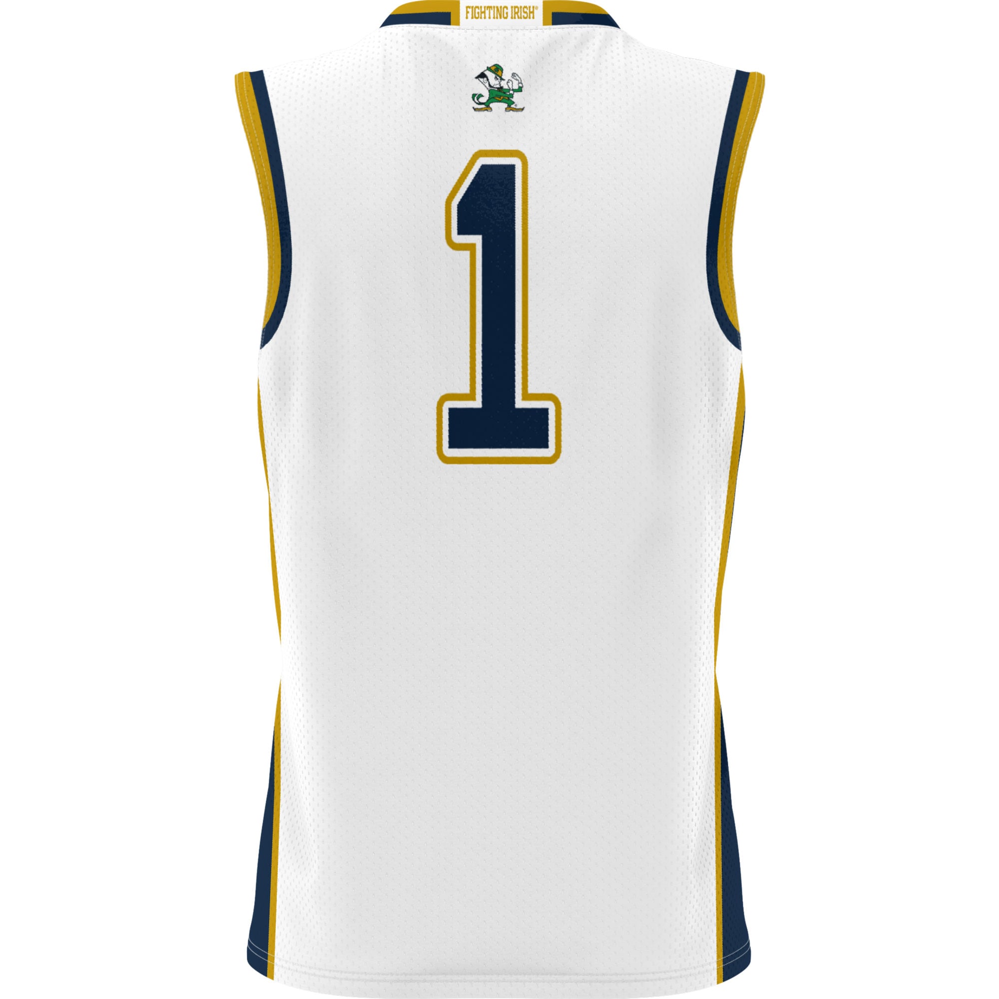 #1 Notre Dame Fighting Irish Youth Lightweight Basketball Jersey White - back view